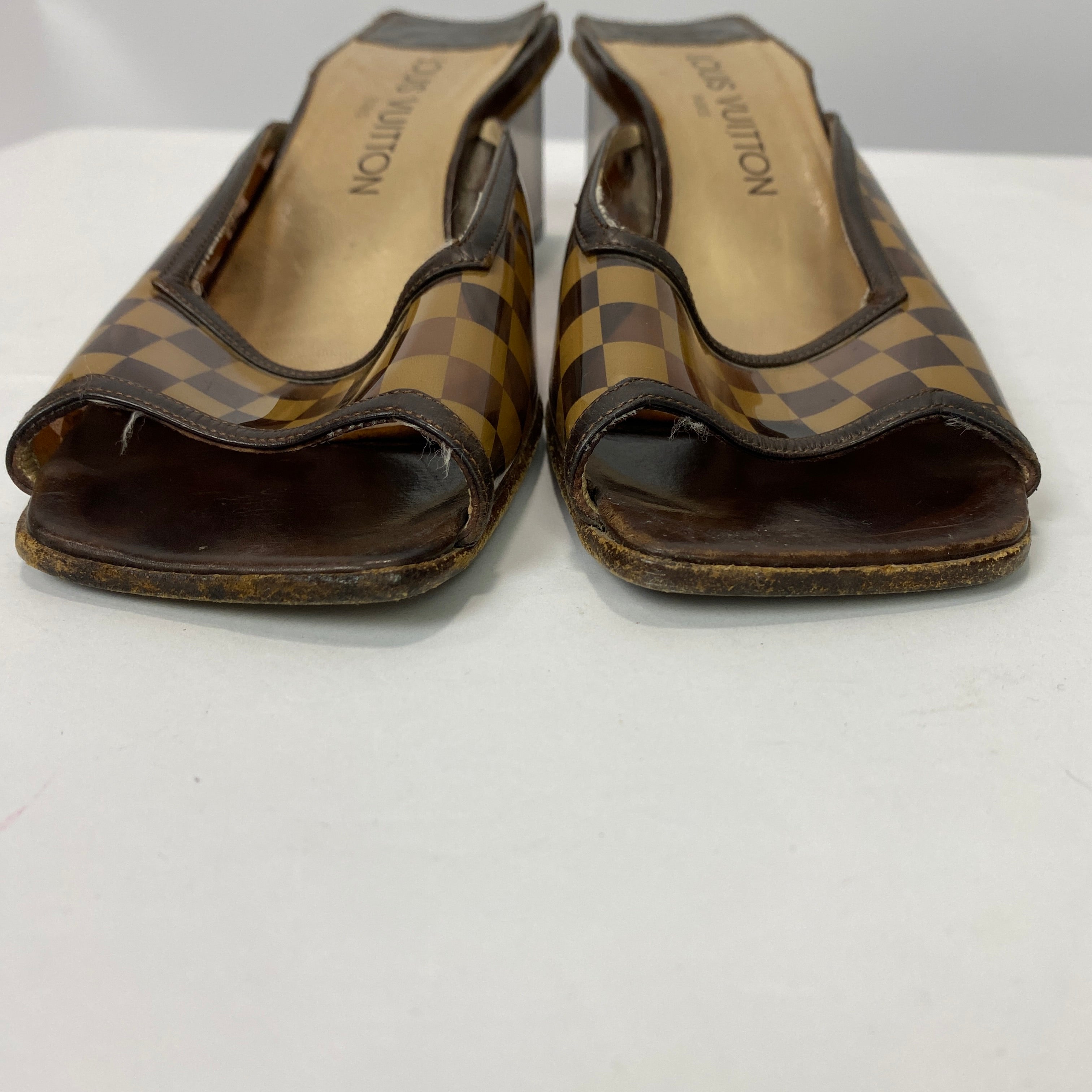 Louis Vuitton Vintage Daimer Sauvage Block Heel Mules 38