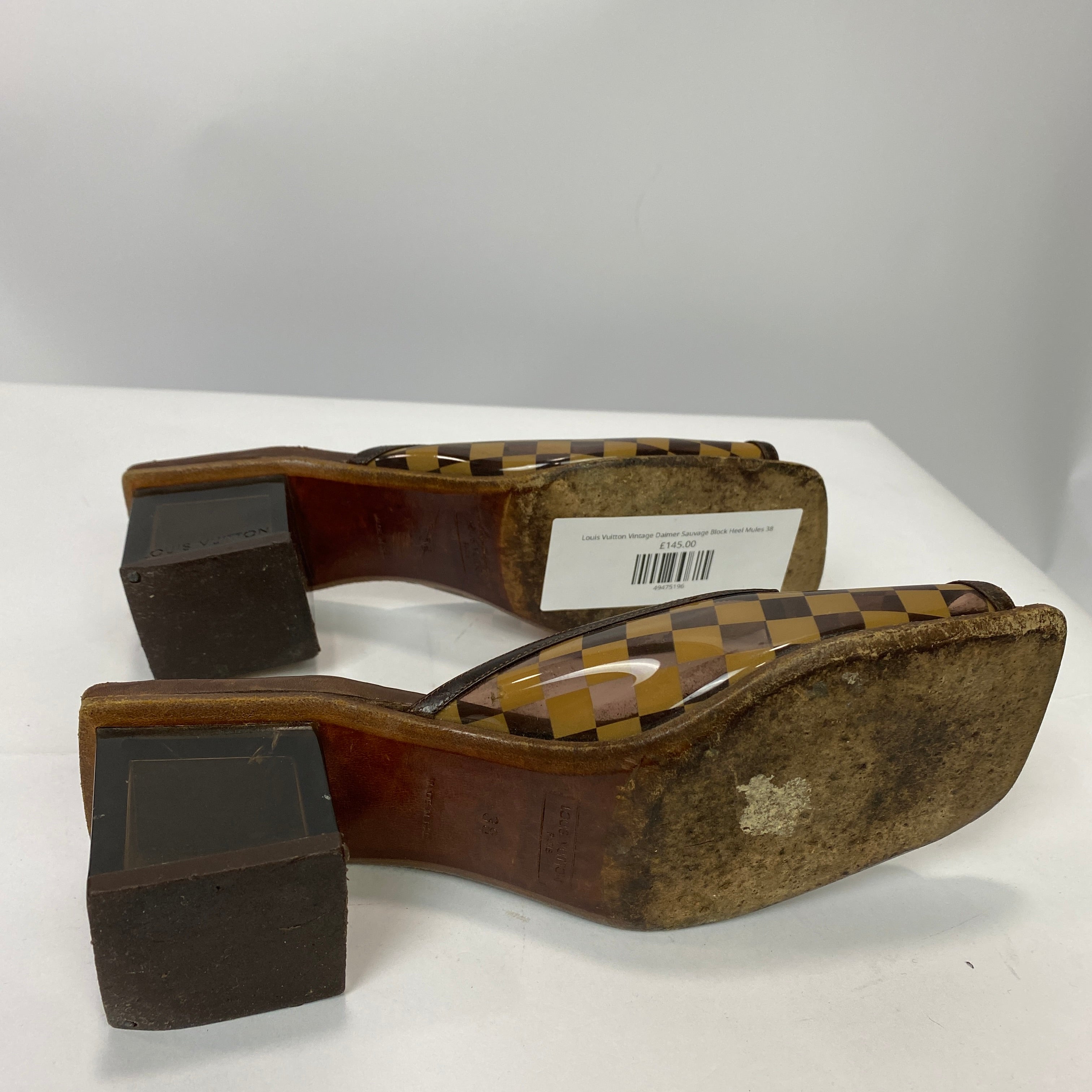 Louis Vuitton Vintage Daimer Sauvage Block Heel Mules 38