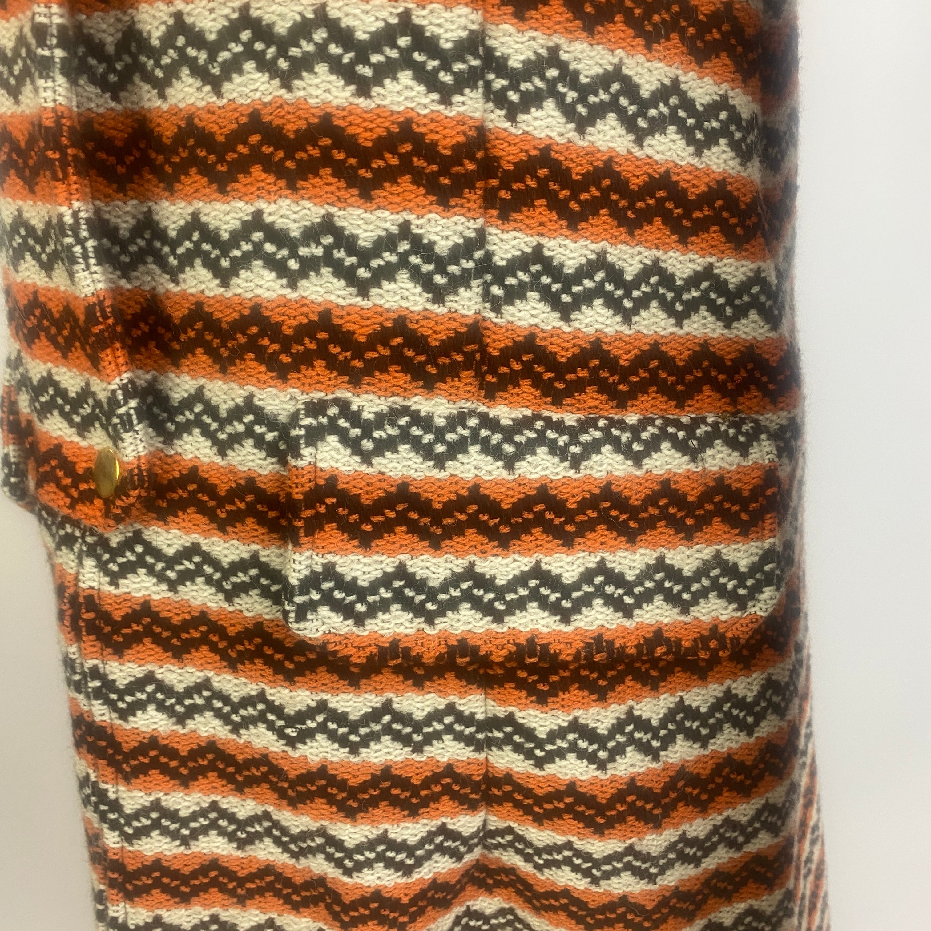 Marni Orange & Ecru Zigzag Jacquard Wool Mix Coat M