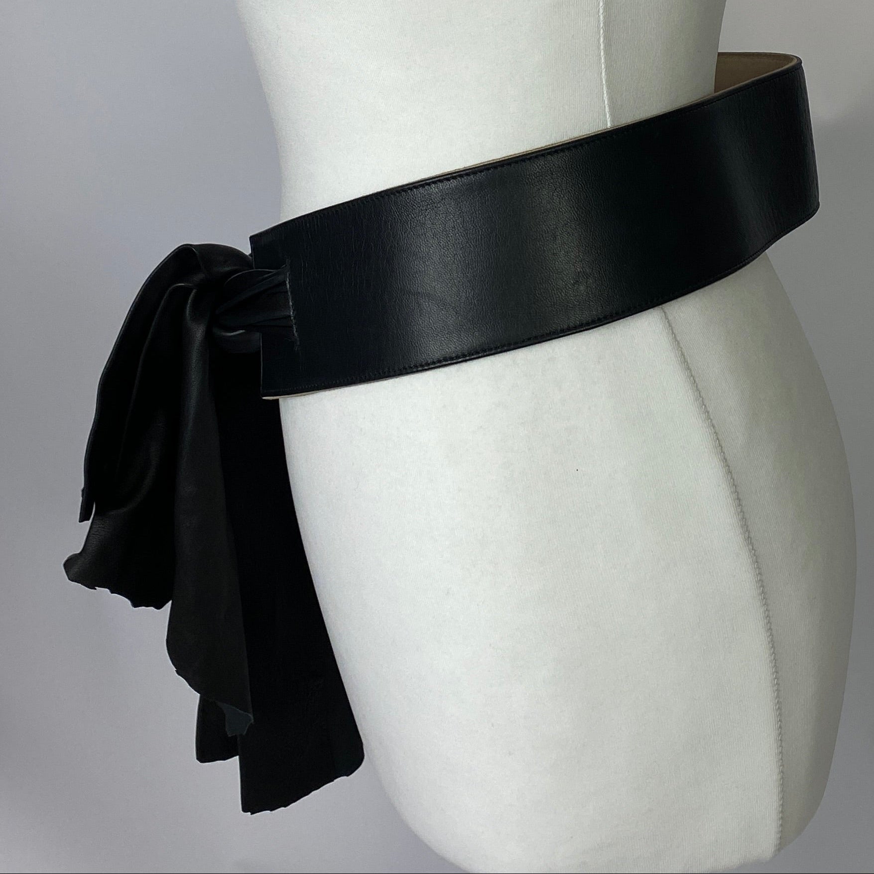 Loewe Vintage Black Nappa Leather Tie Belt XS-S