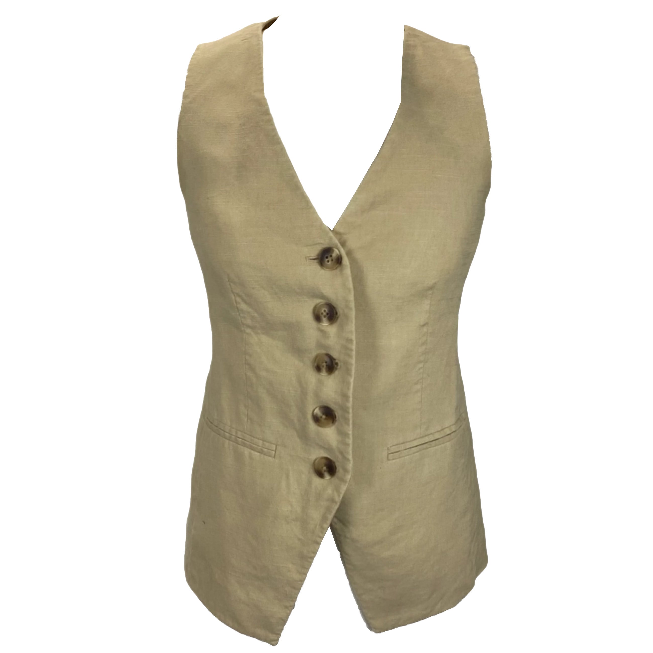 Veronica Beard £360 Sand Linen Mix Liff Waistcoat XXS