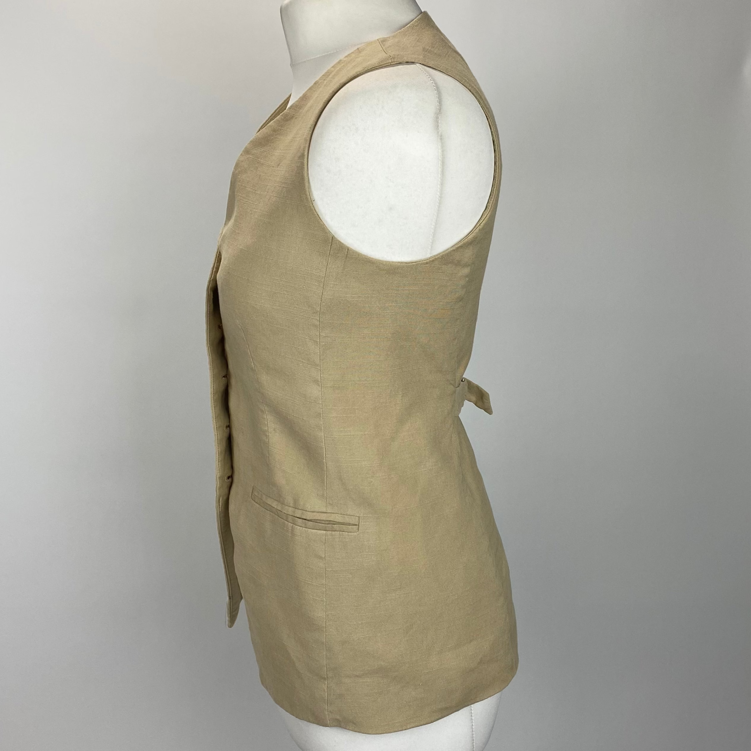 Veronica Beard £360 Sand Linen Mix Liff Waistcoat XXS