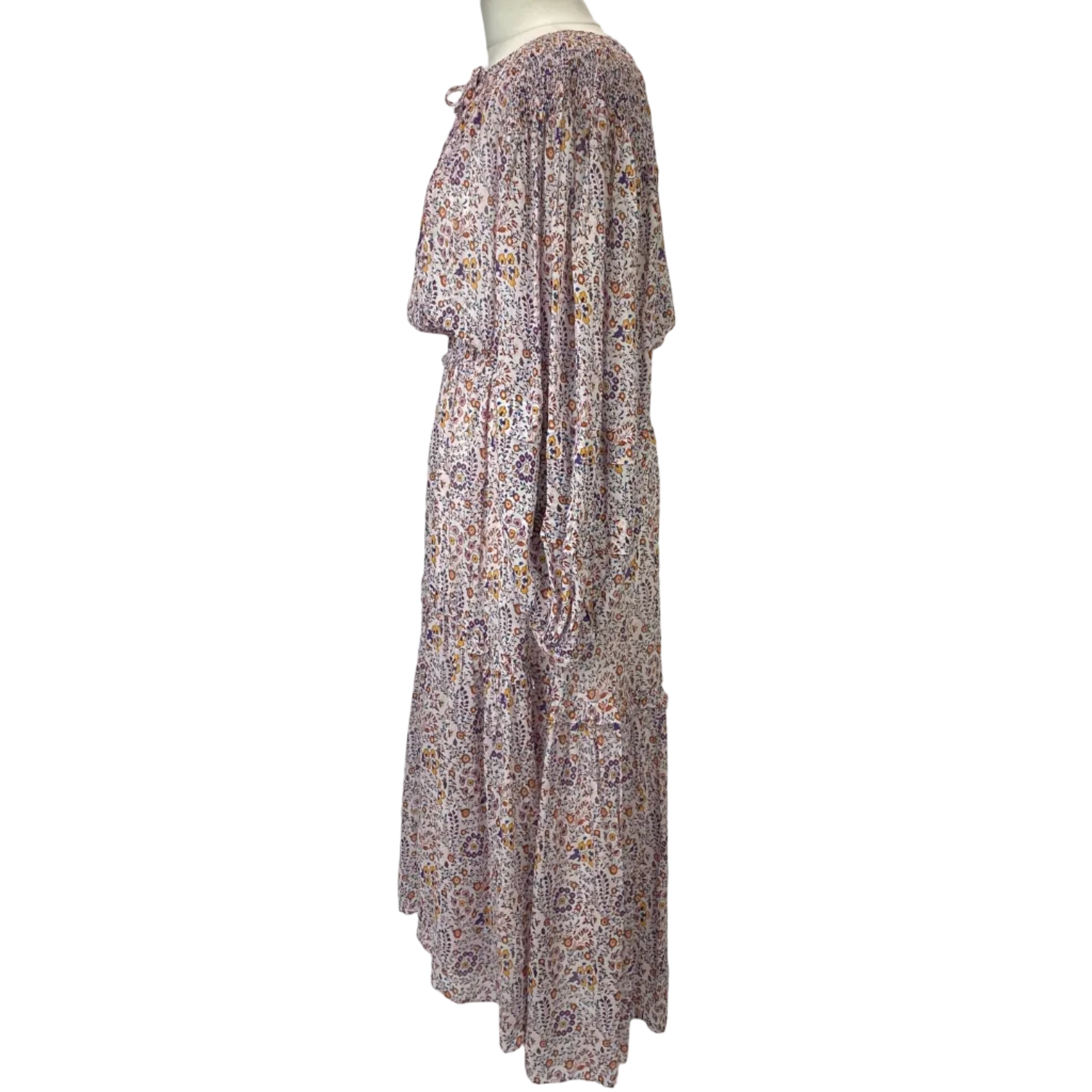 Isabel Marant Etoile New £720 Ivory Floral Chiffon Naema Maxi Dress M