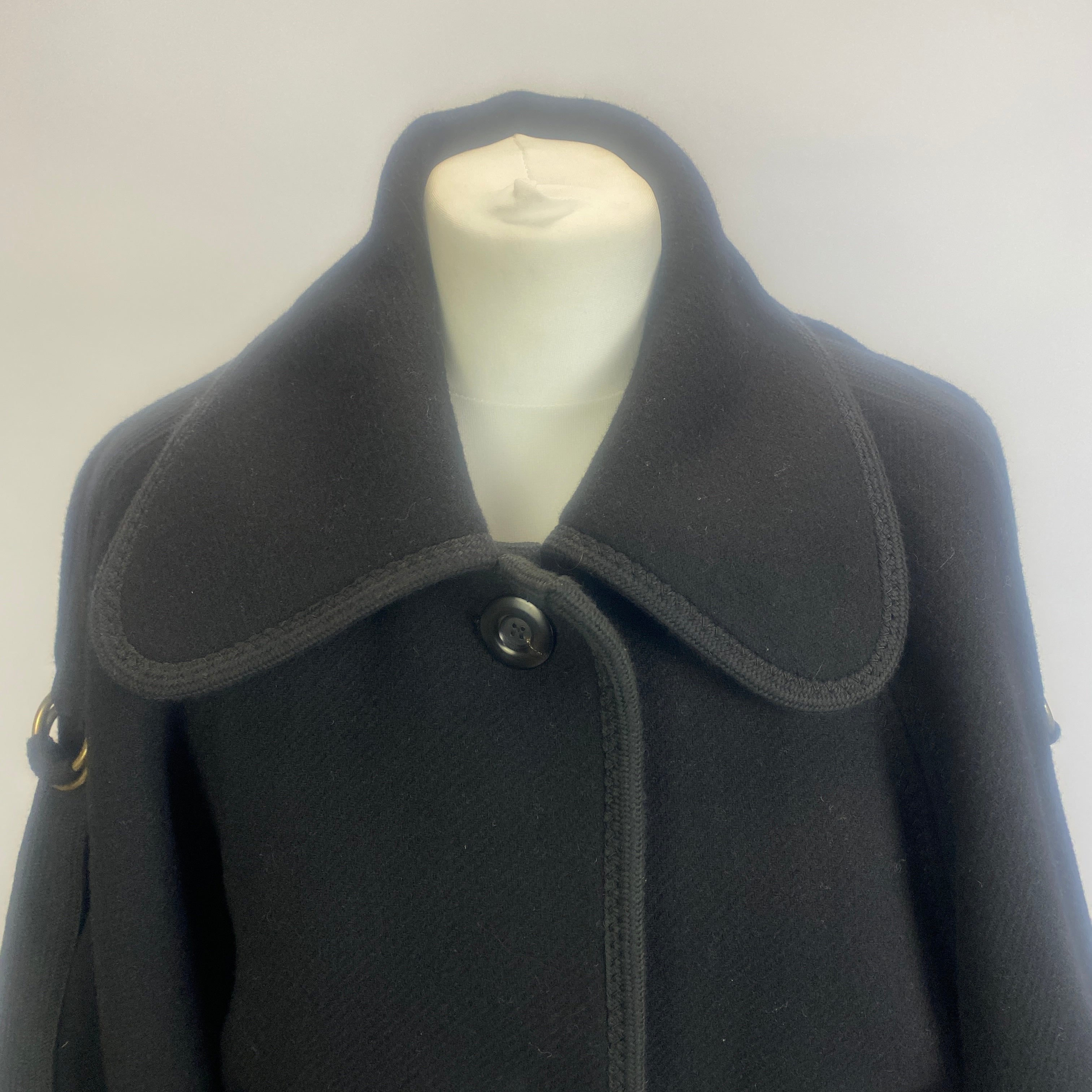 Chloe Black Wool Mix Crop Cape Jacket S/M/L