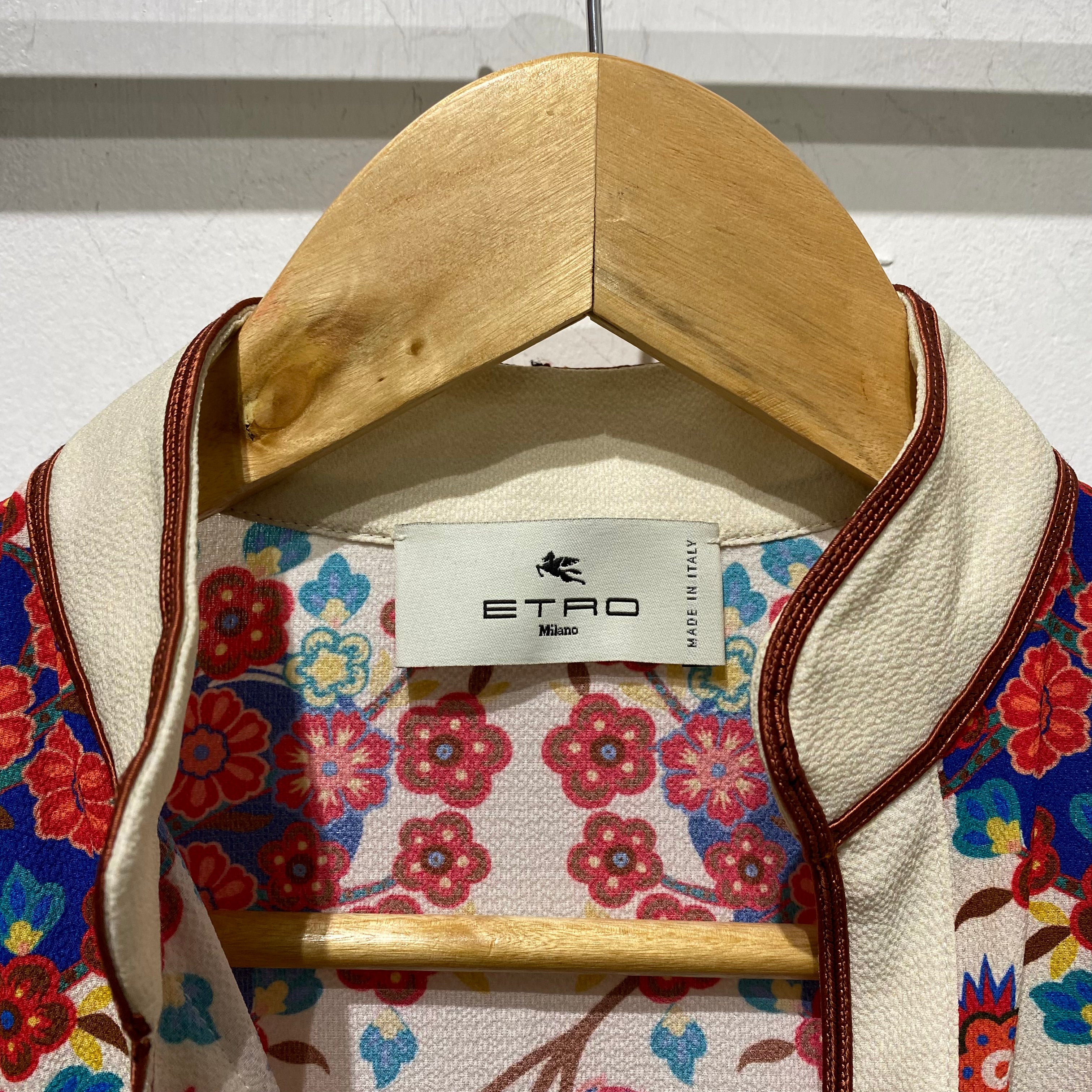 Etro Cream & Brights Floral Crepe Maxi Dress XXS