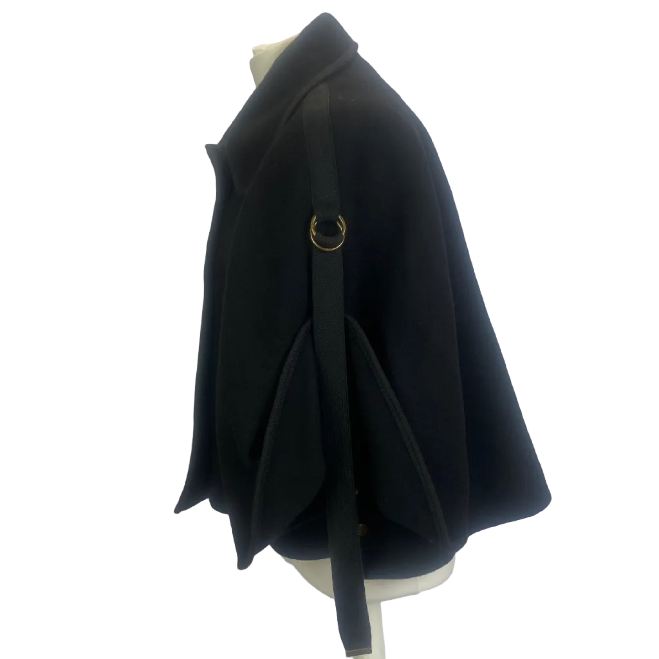 Chloe Black Wool Mix Crop Cape Jacket S/M/L