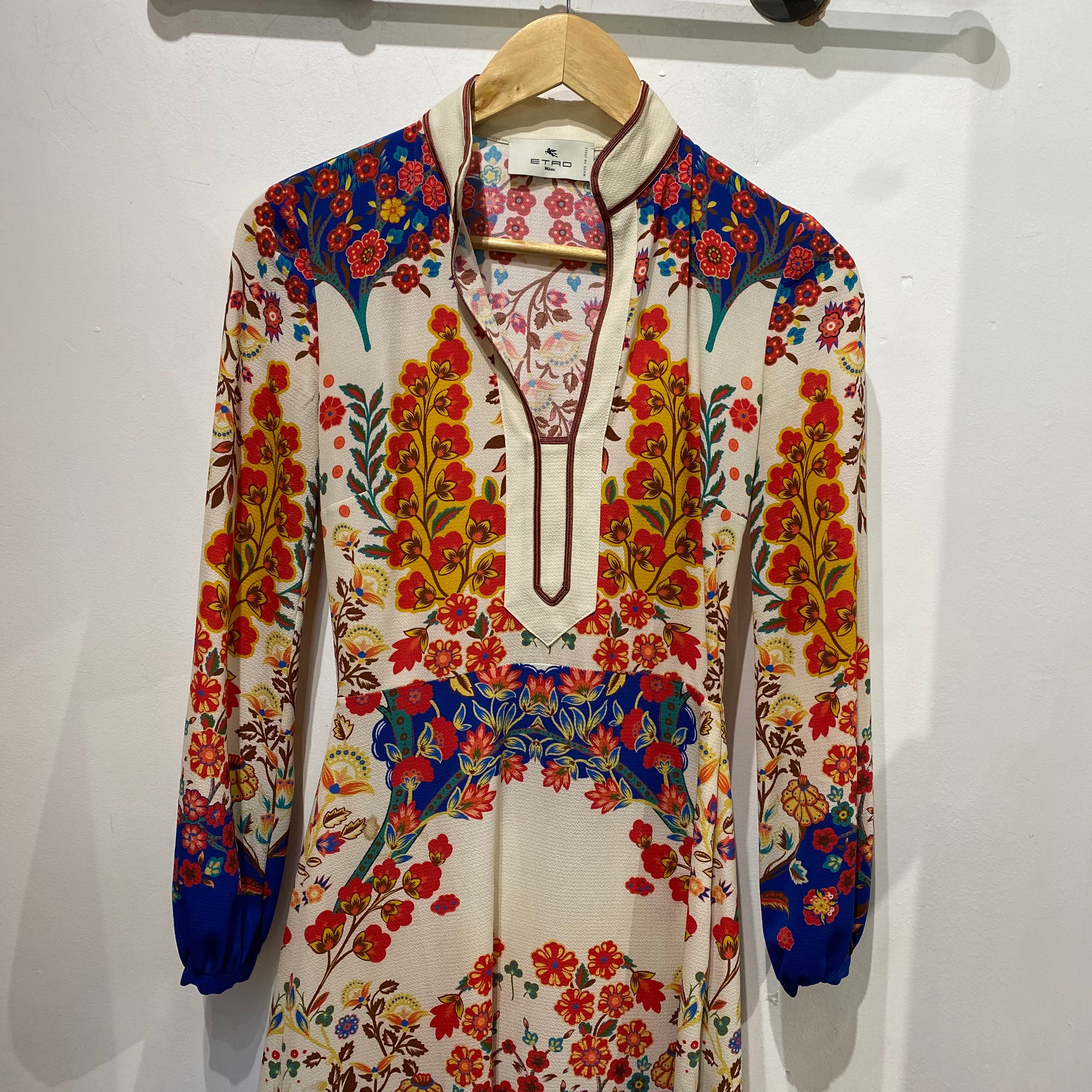 Etro Cream & Brights Floral Crepe Maxi Dress XXS