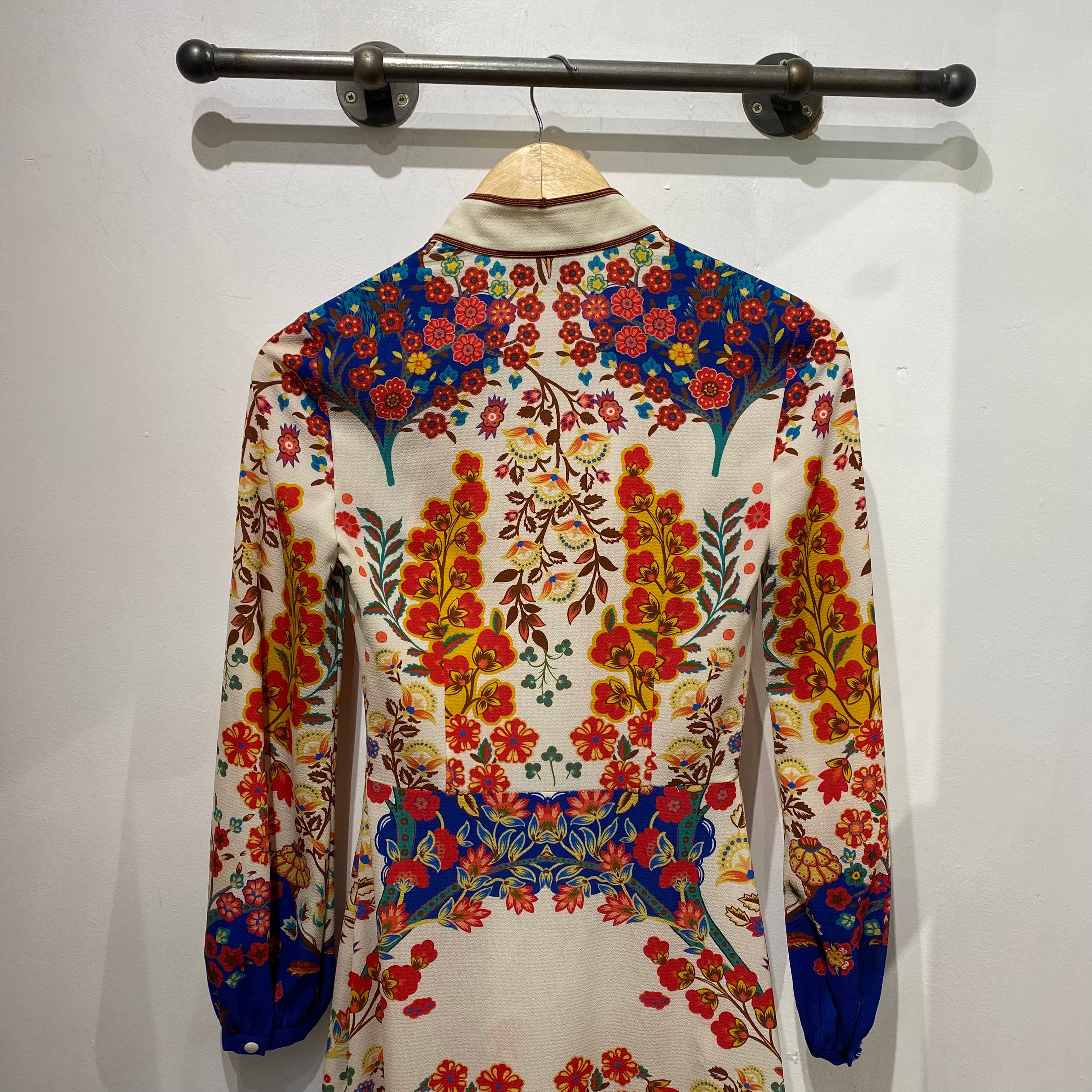 Etro Cream & Brights Floral Crepe Maxi Dress XXS