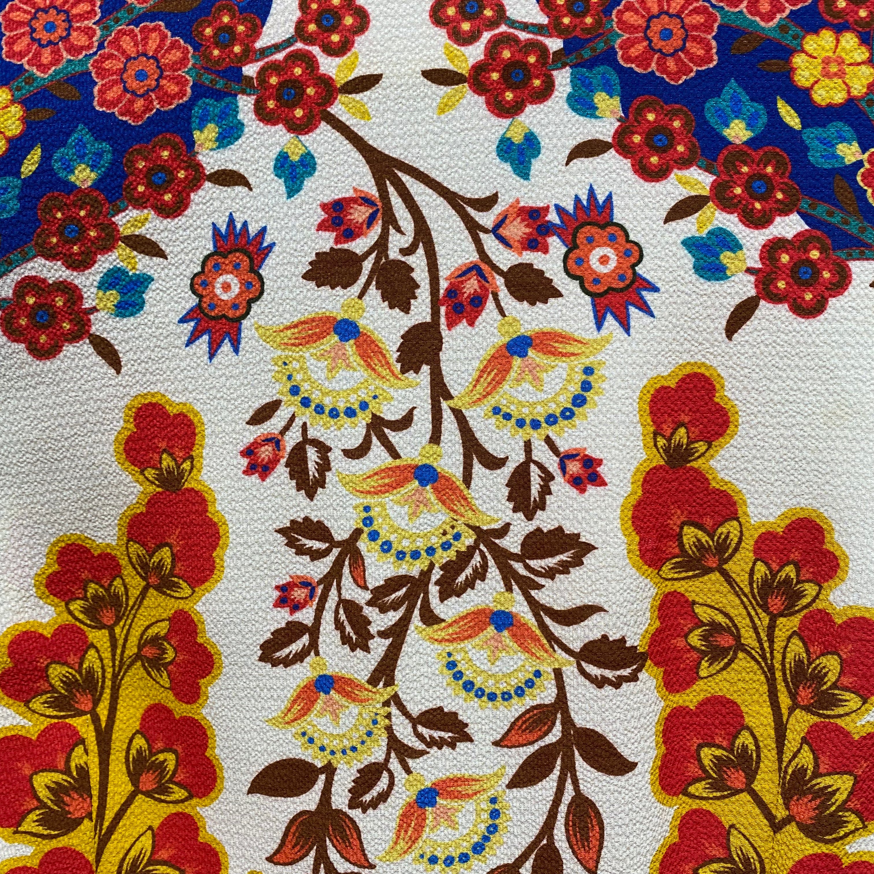 Etro Cream & Brights Floral Crepe Maxi Dress XXS