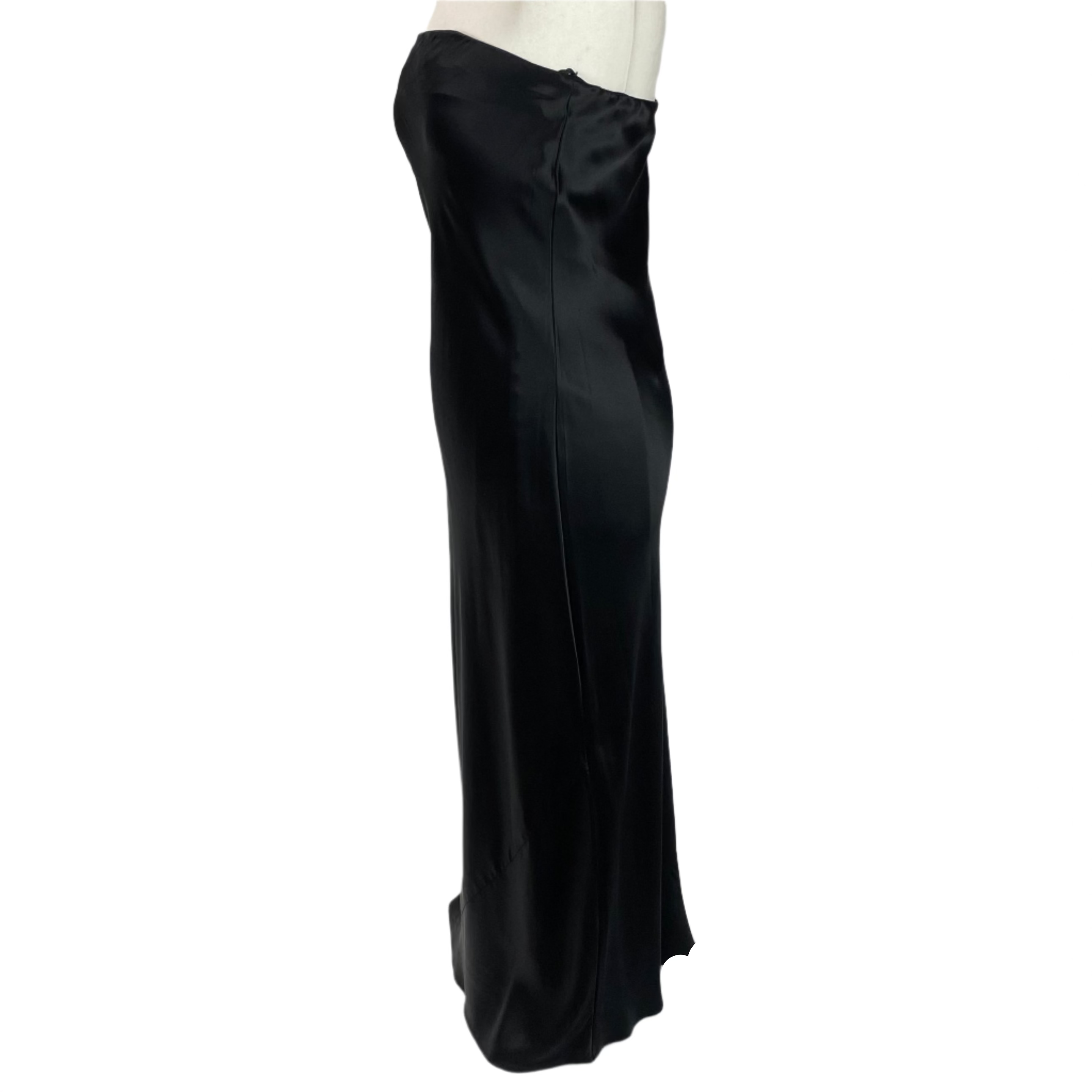 Reformation New £378 Black Silk Satin Bandeau Maxi Dress M