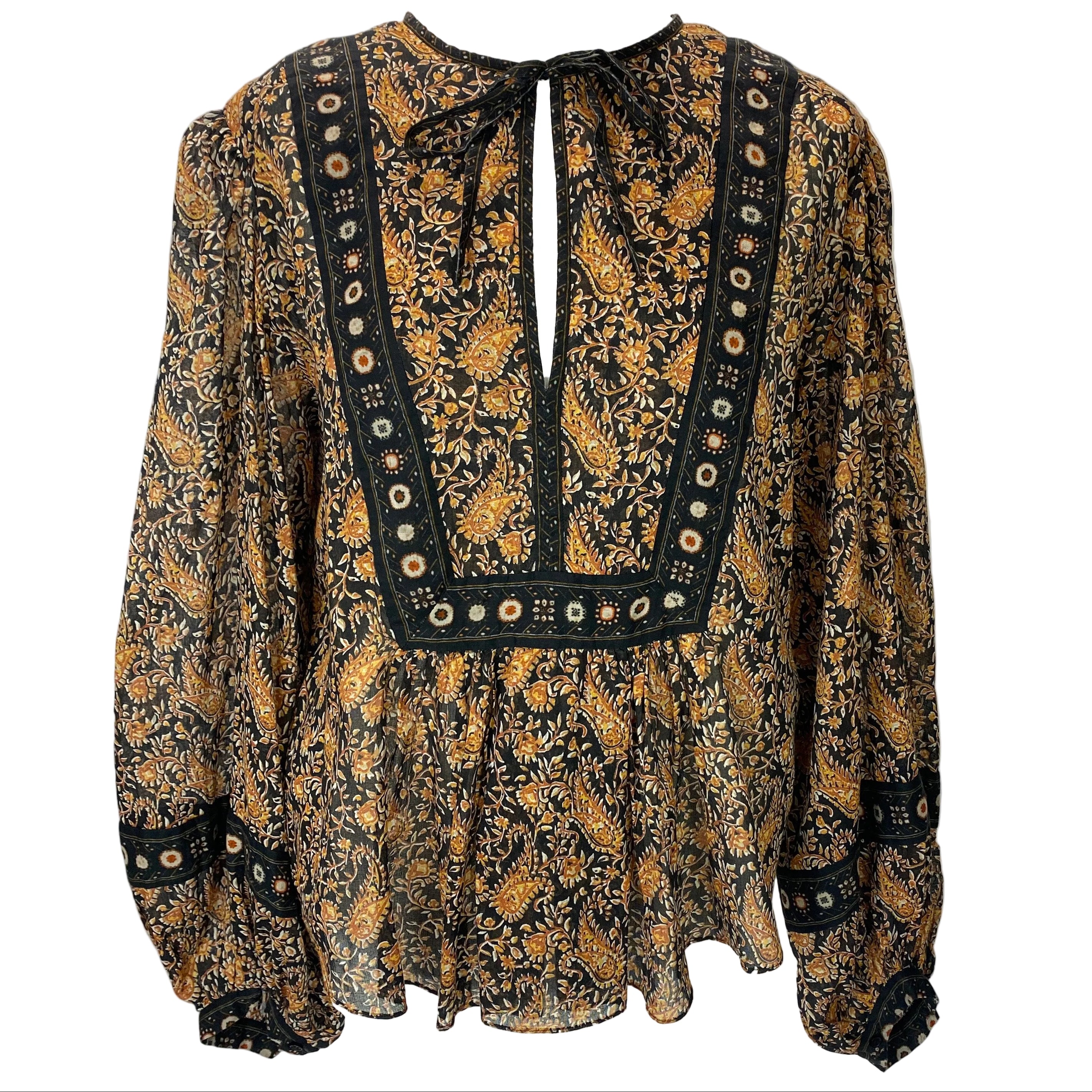 Isabel Marant Etoile New £295 Black Paisley Gayle Top XS