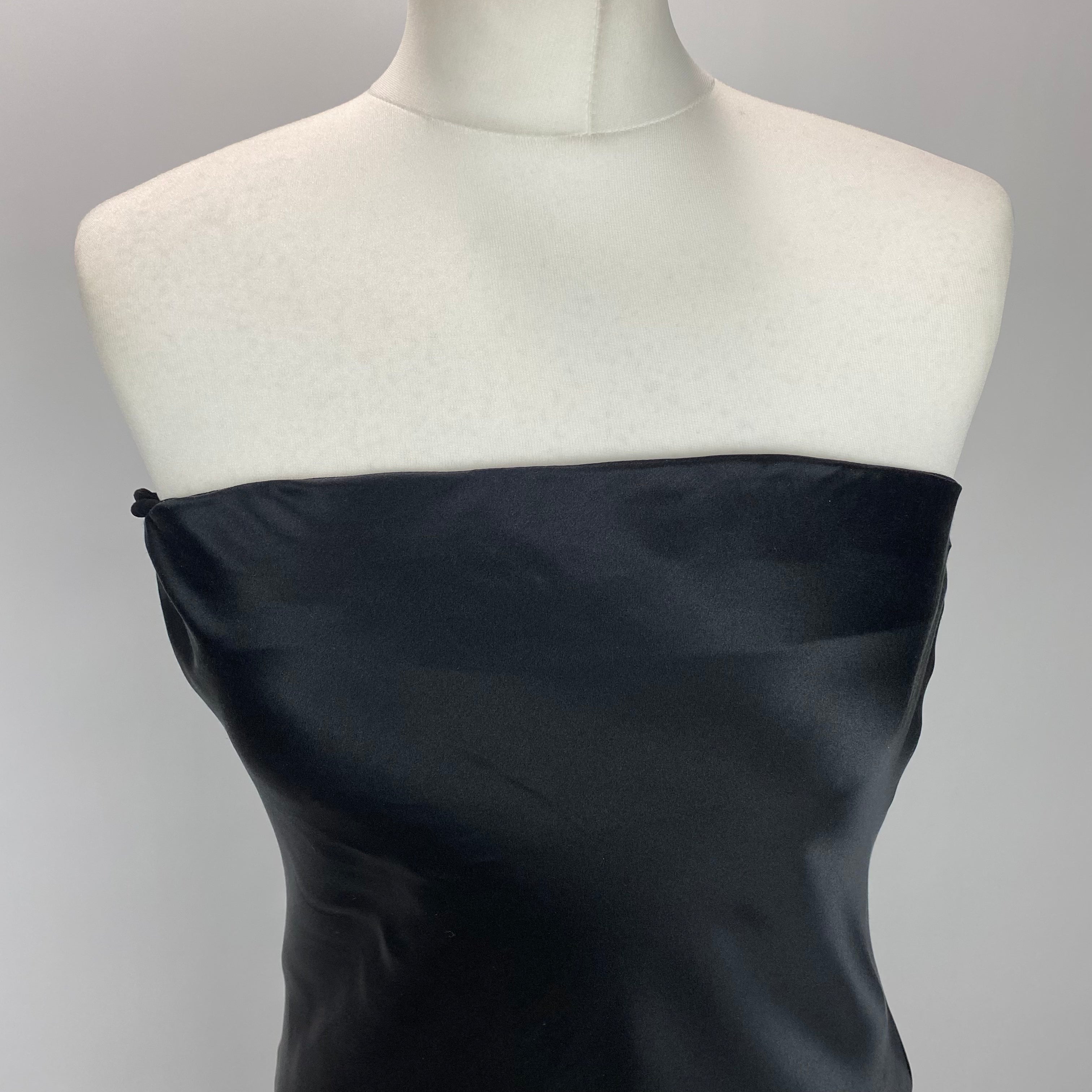 Reformation New £378 Black Silk Satin Bandeau Maxi Dress M