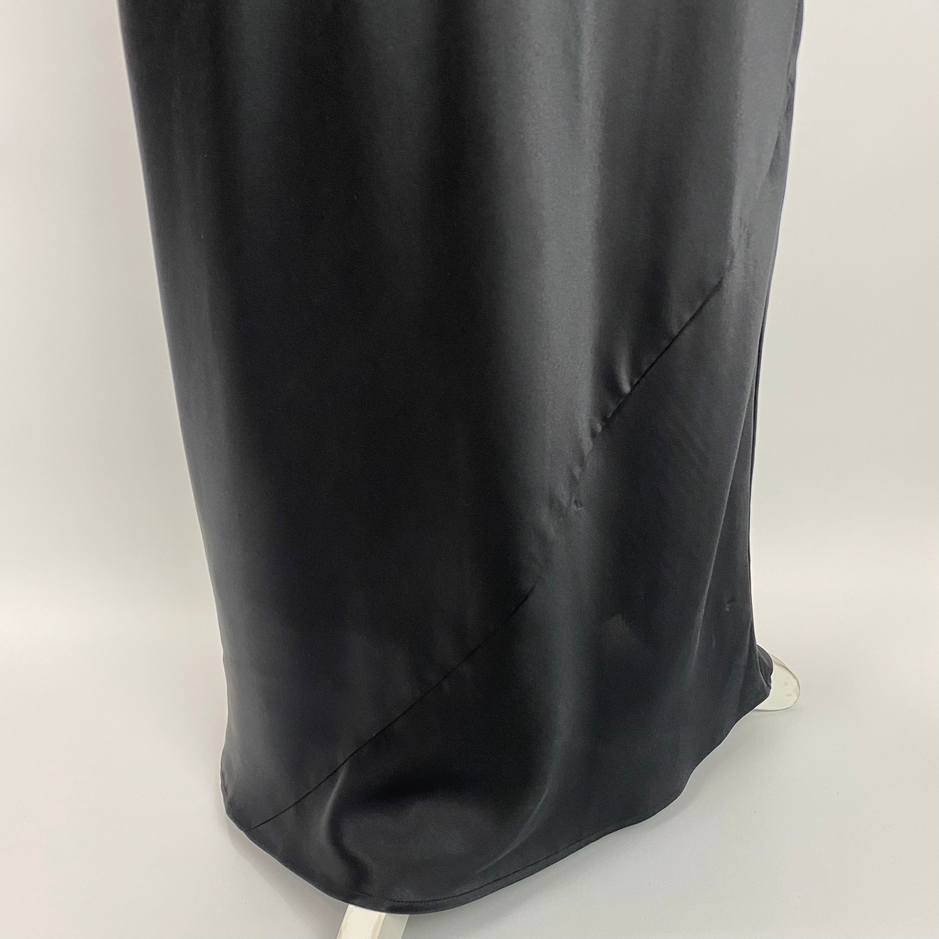 Reformation New £378 Black Silk Satin Bandeau Maxi Dress M