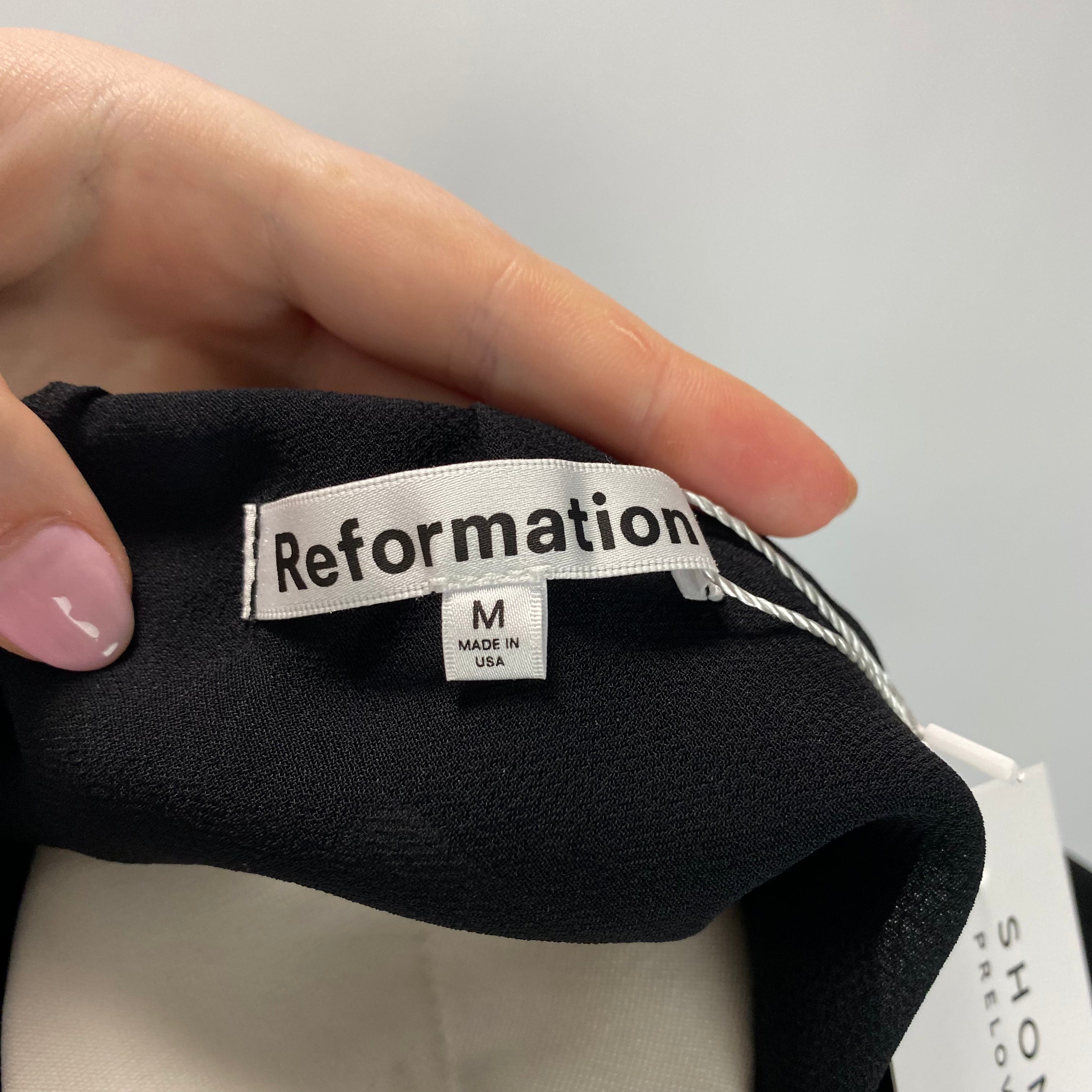 Reformation New £378 Black Silk Satin Bandeau Maxi Dress M