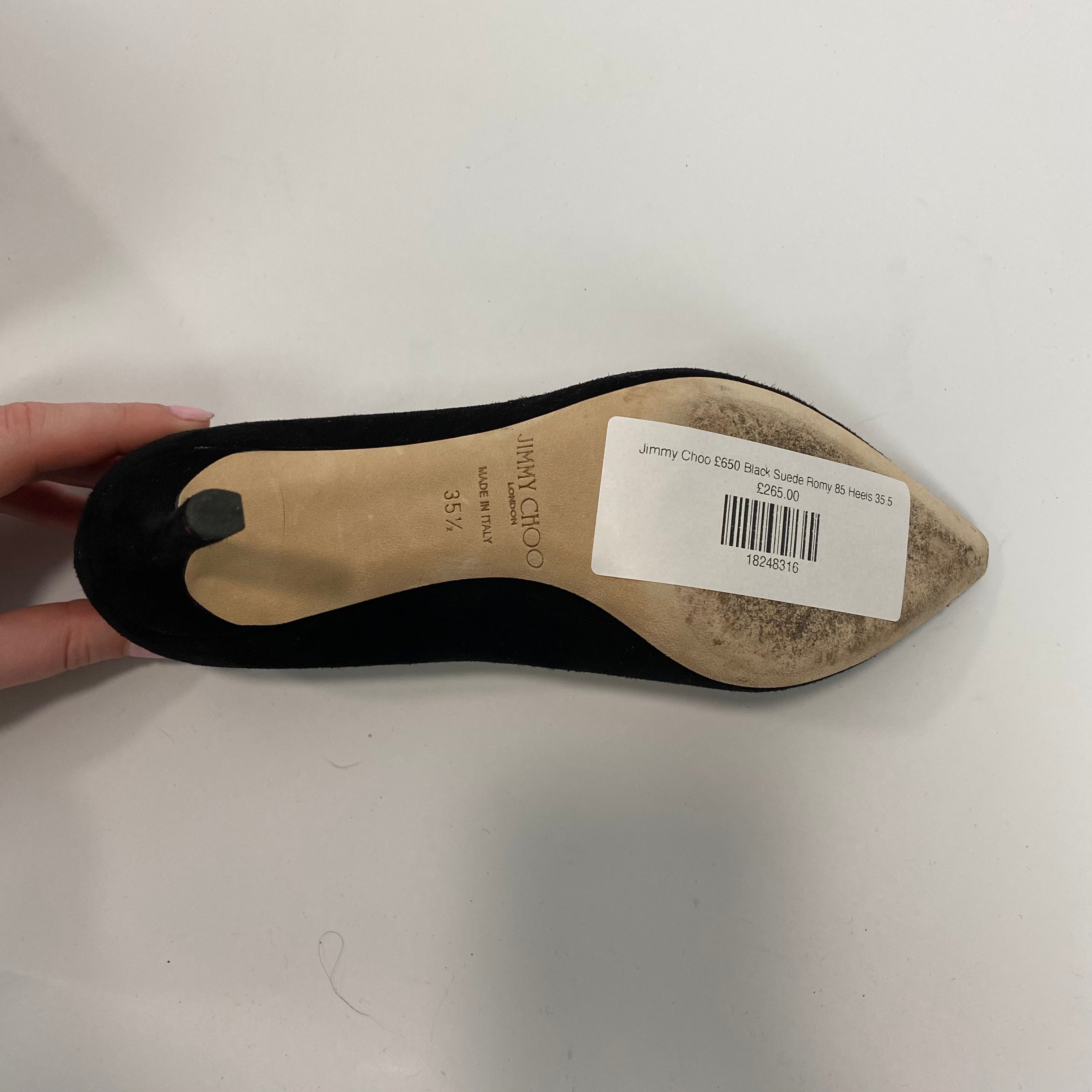 Jimmy Choo £650 Black Suede Romy 85 Heels 35.5