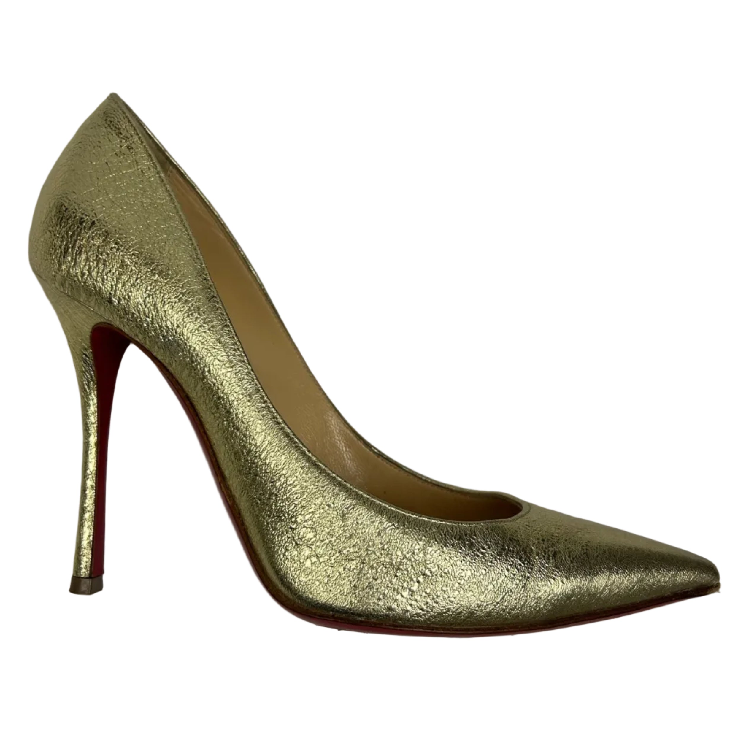 Christian Louboutin £720 Textured Gold Pigalle 100 Heels 36