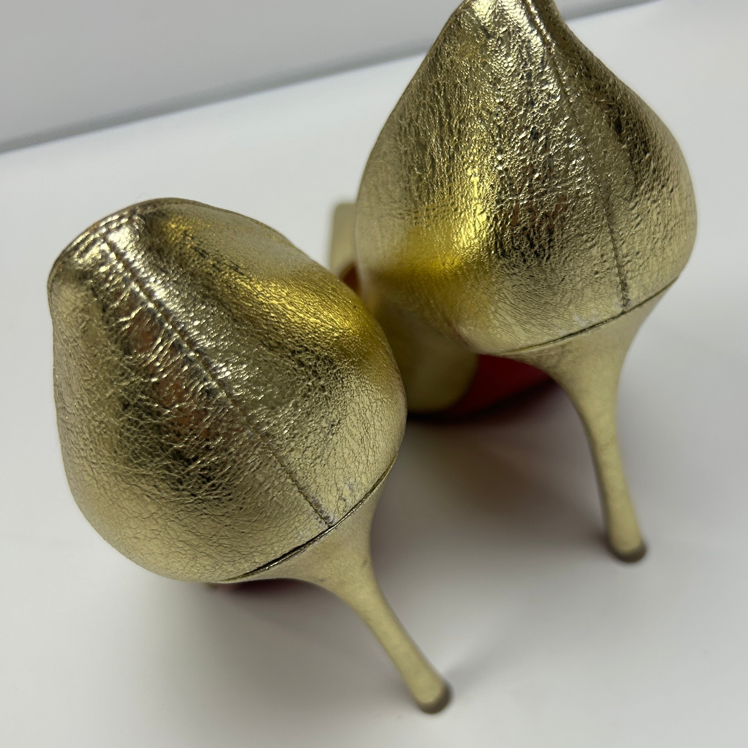 Christian Louboutin £720 Textured Gold Pigalle 100 Heels 36