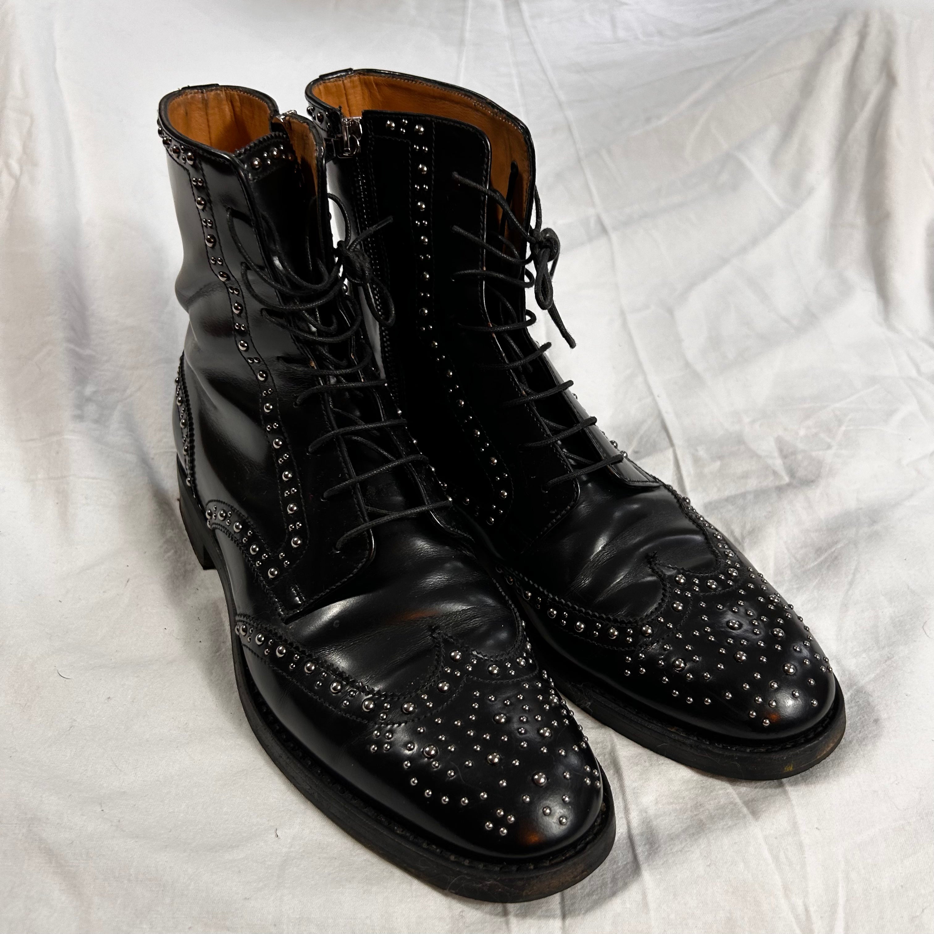 Church's £1000 Studded Black Cora Met Ankle Boots 40