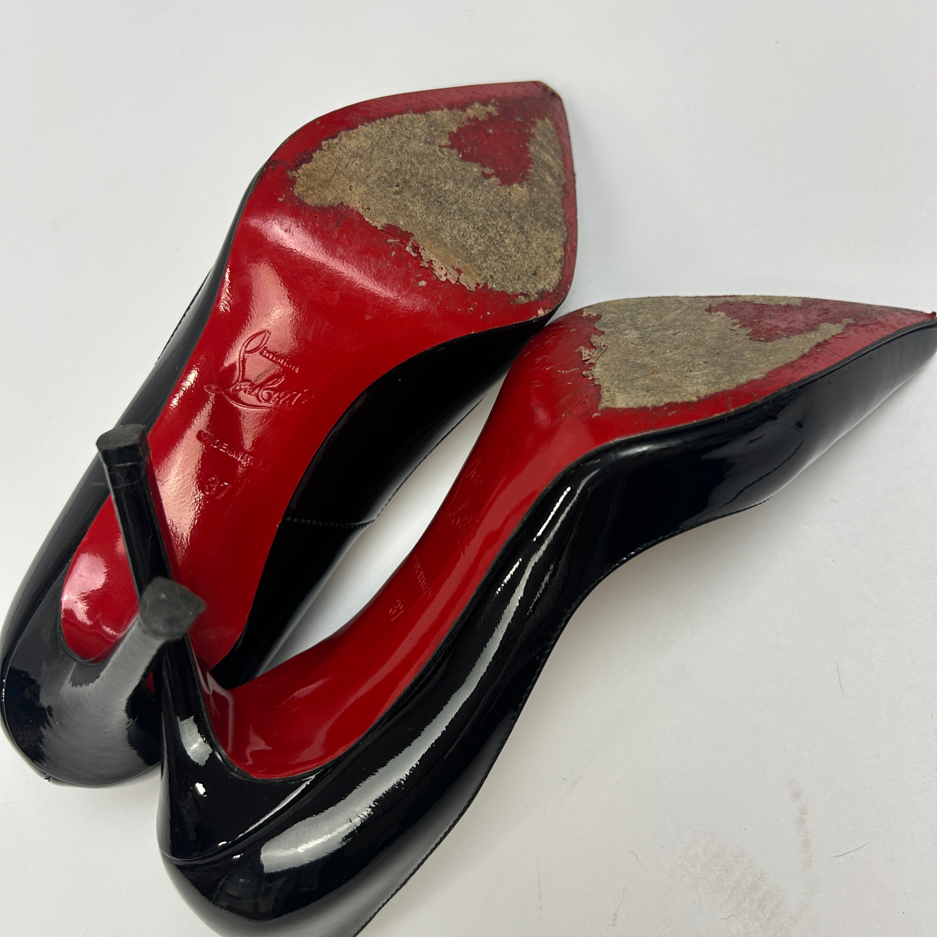 Christian Louboutin £720 Black Patent Pigalle 100 Heels 37