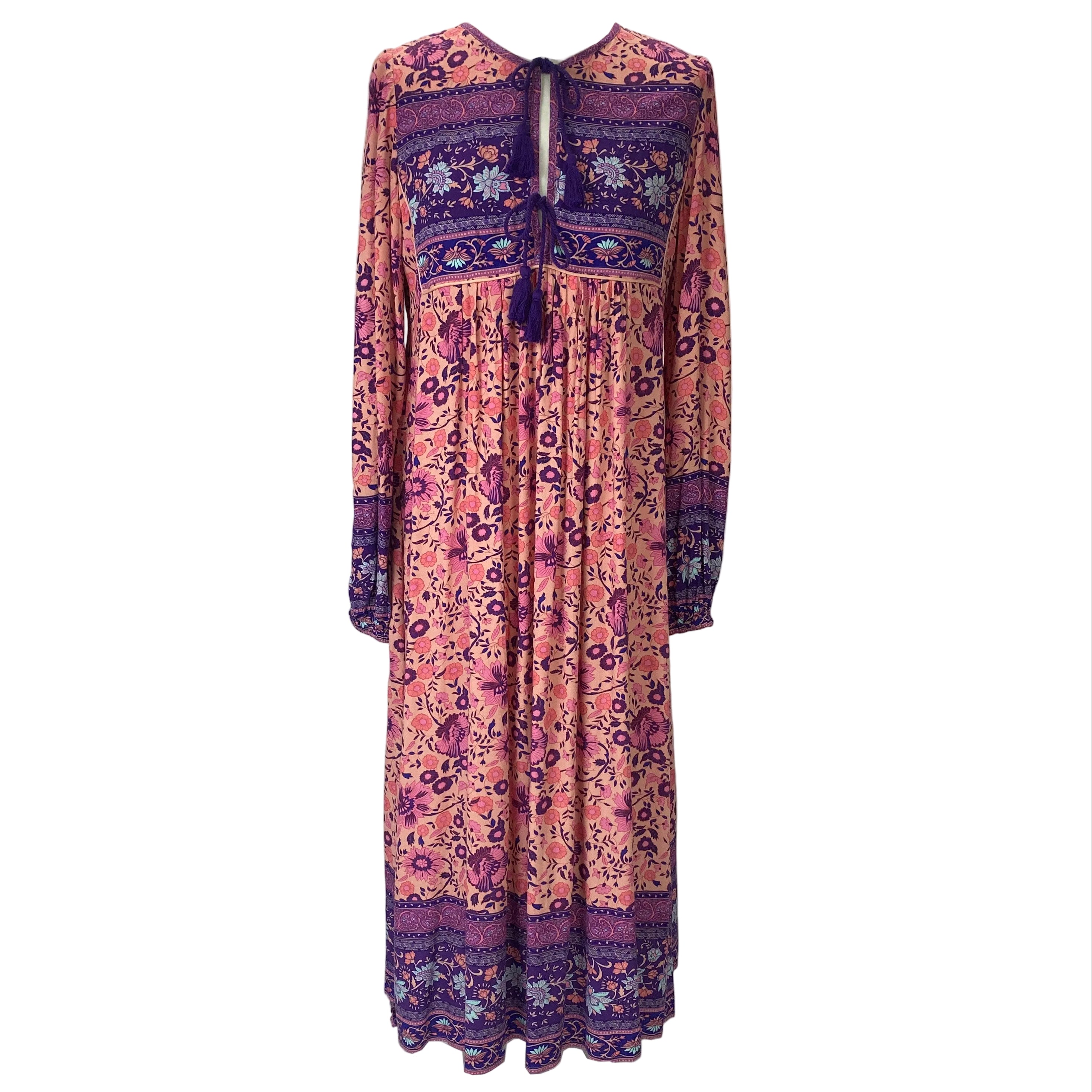 Spell New £265 Pink & Purple Floral Maxi Dress S