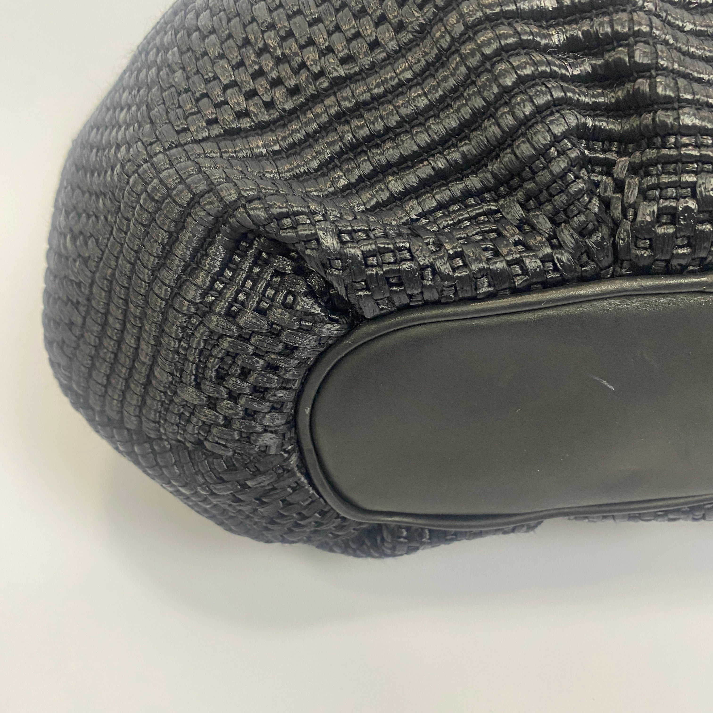 Liberty New Black Woven Raffia & Leather Shoulderbag