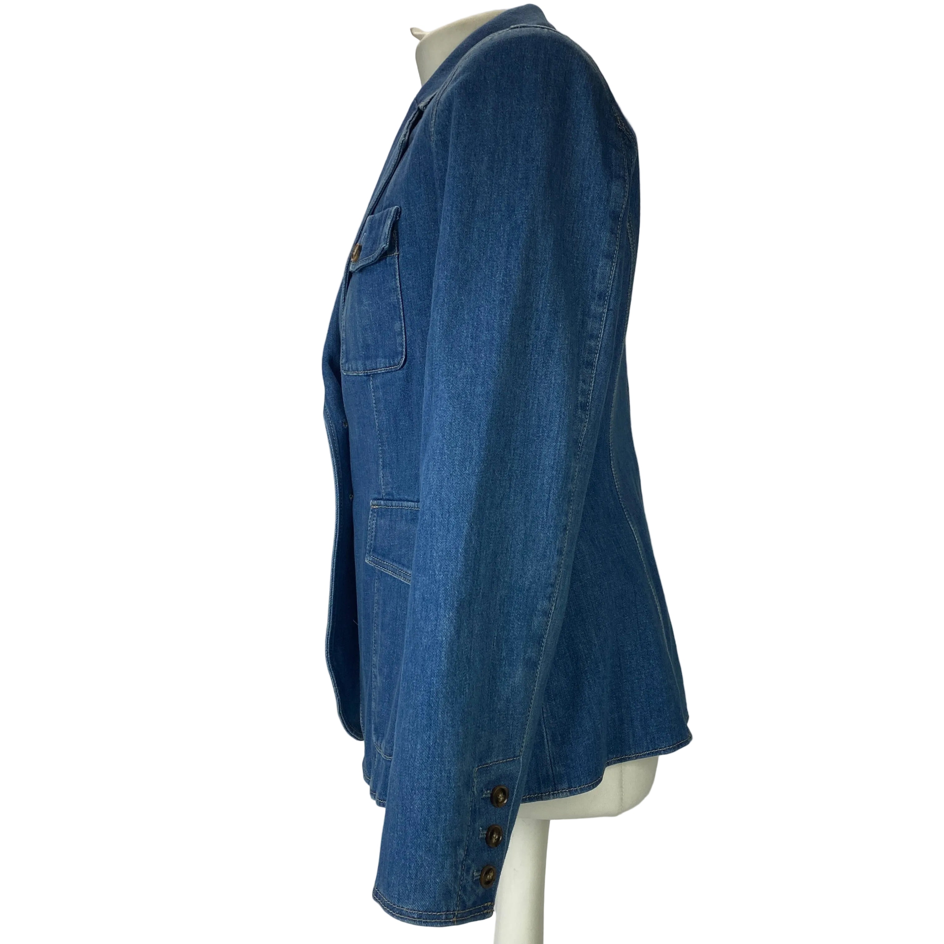 Paige New £500 Washed Denim Seventies Style Blazer S