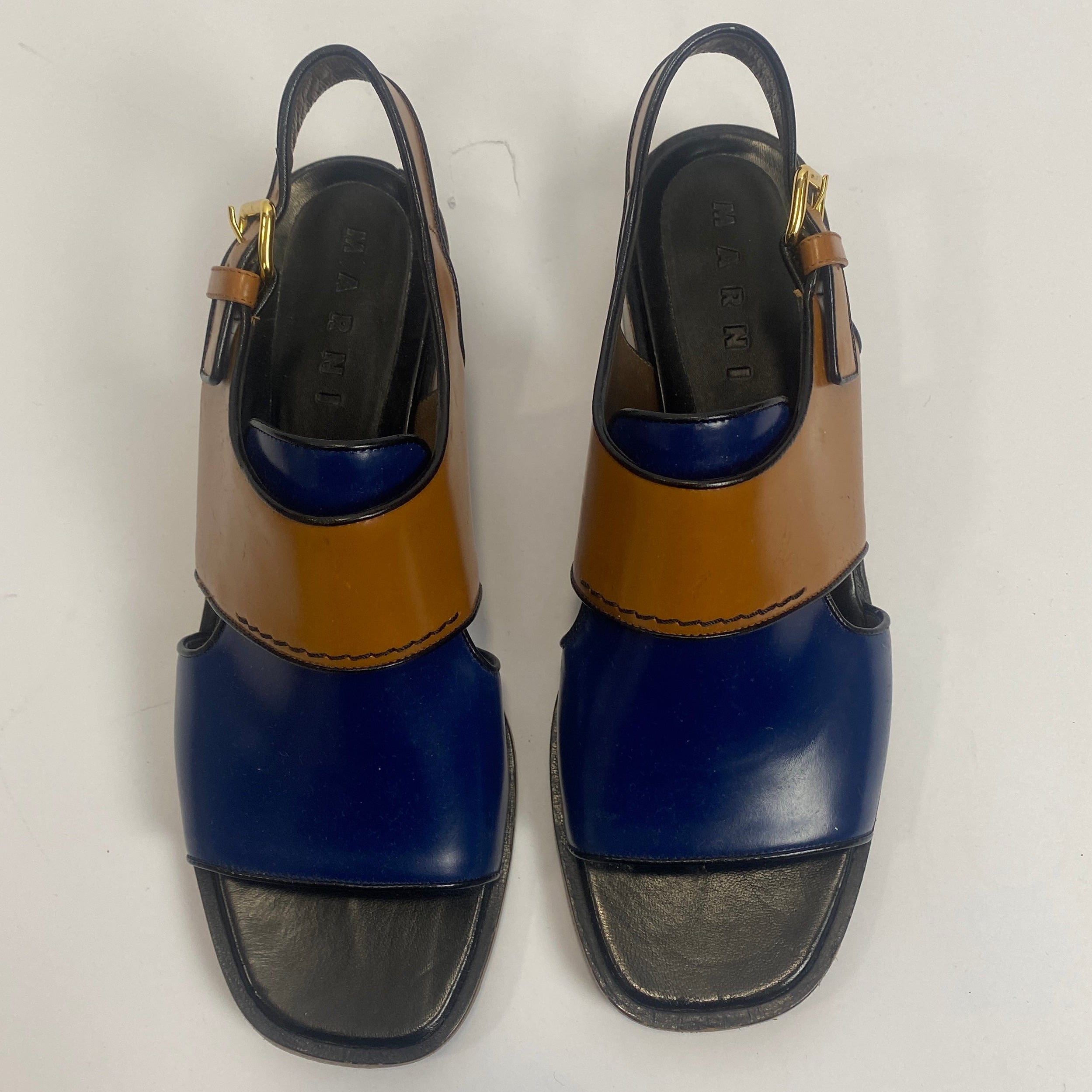 Marni Blue & Tan Slingback Sandals 39.5