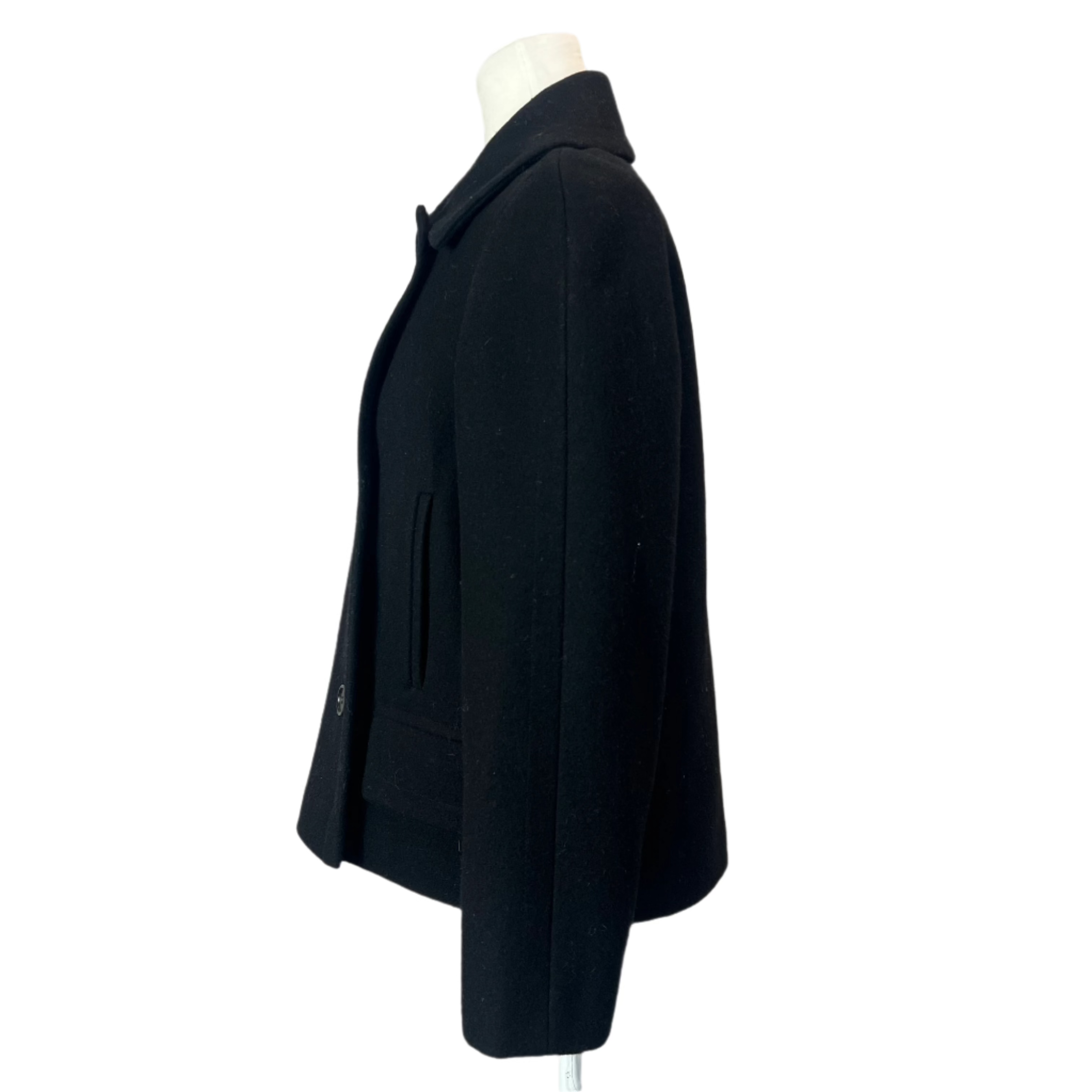 Dries Van Noten Black Wool Double Breasted Pea Coat M