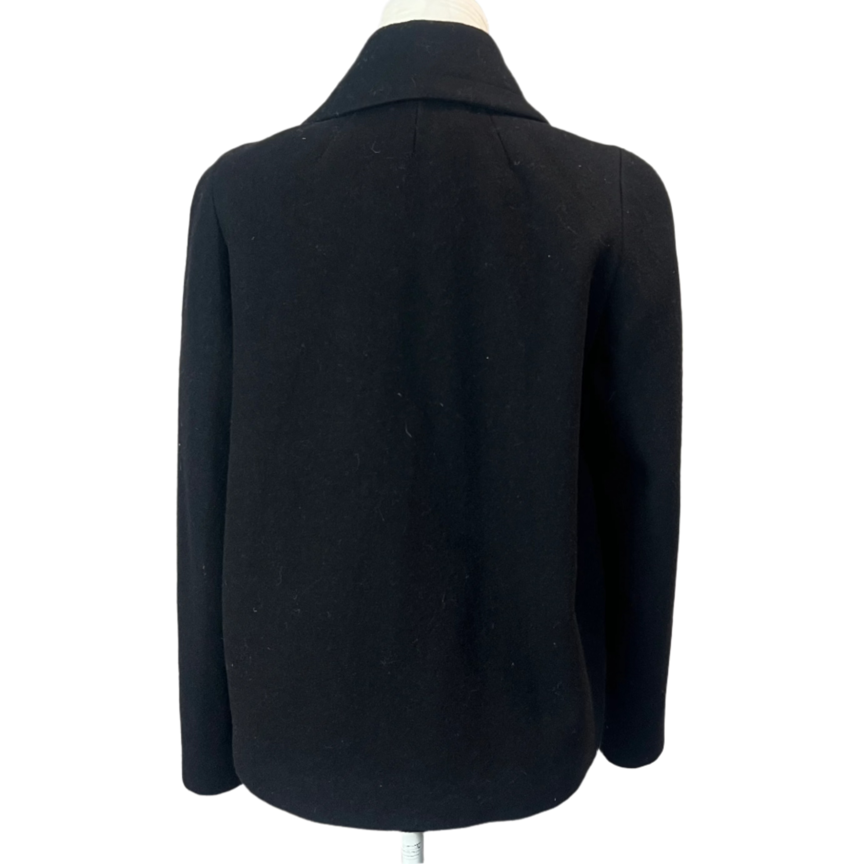 Dries Van Noten Black Wool Double Breasted Pea Coat M