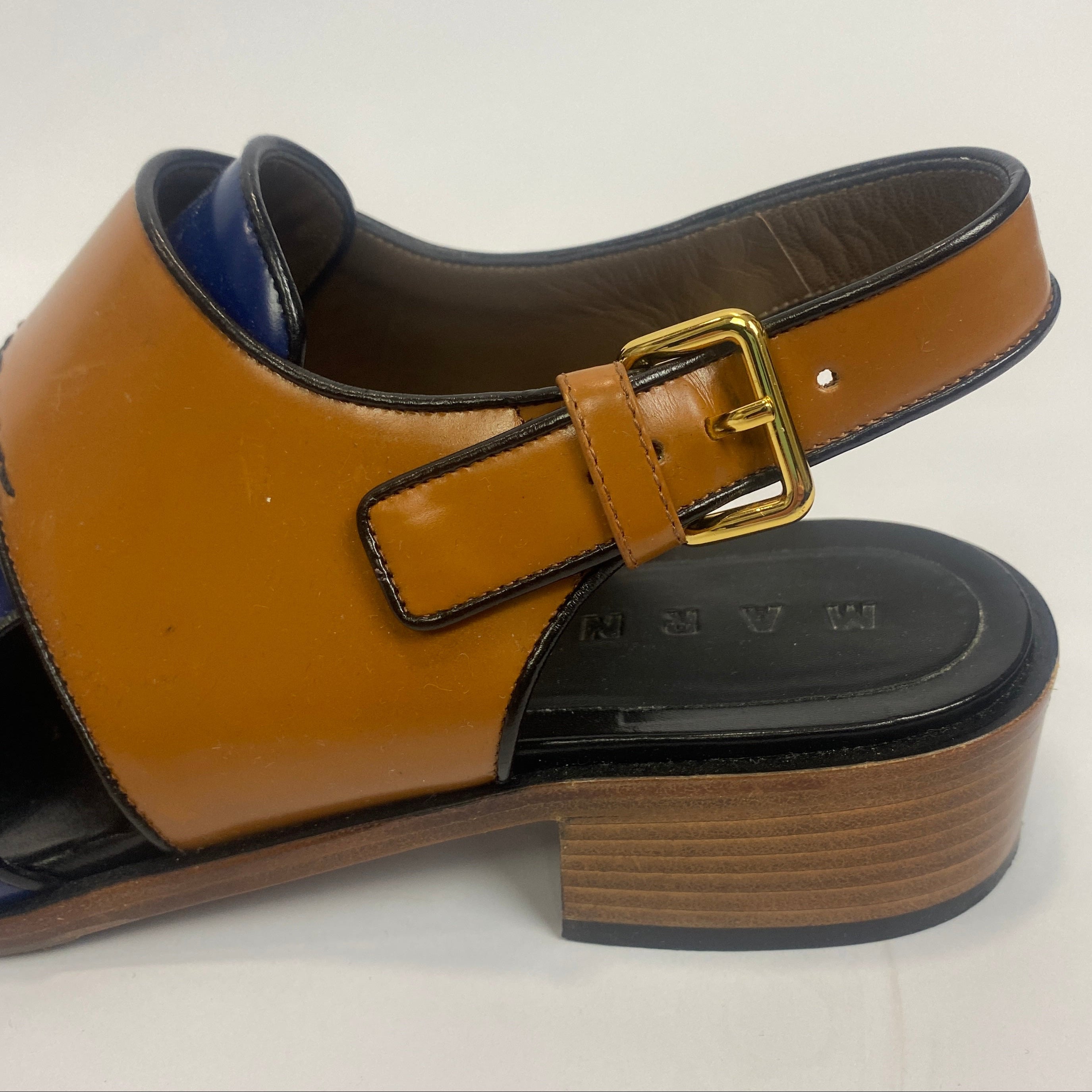 Marni Blue & Tan Slingback Sandals 39.5