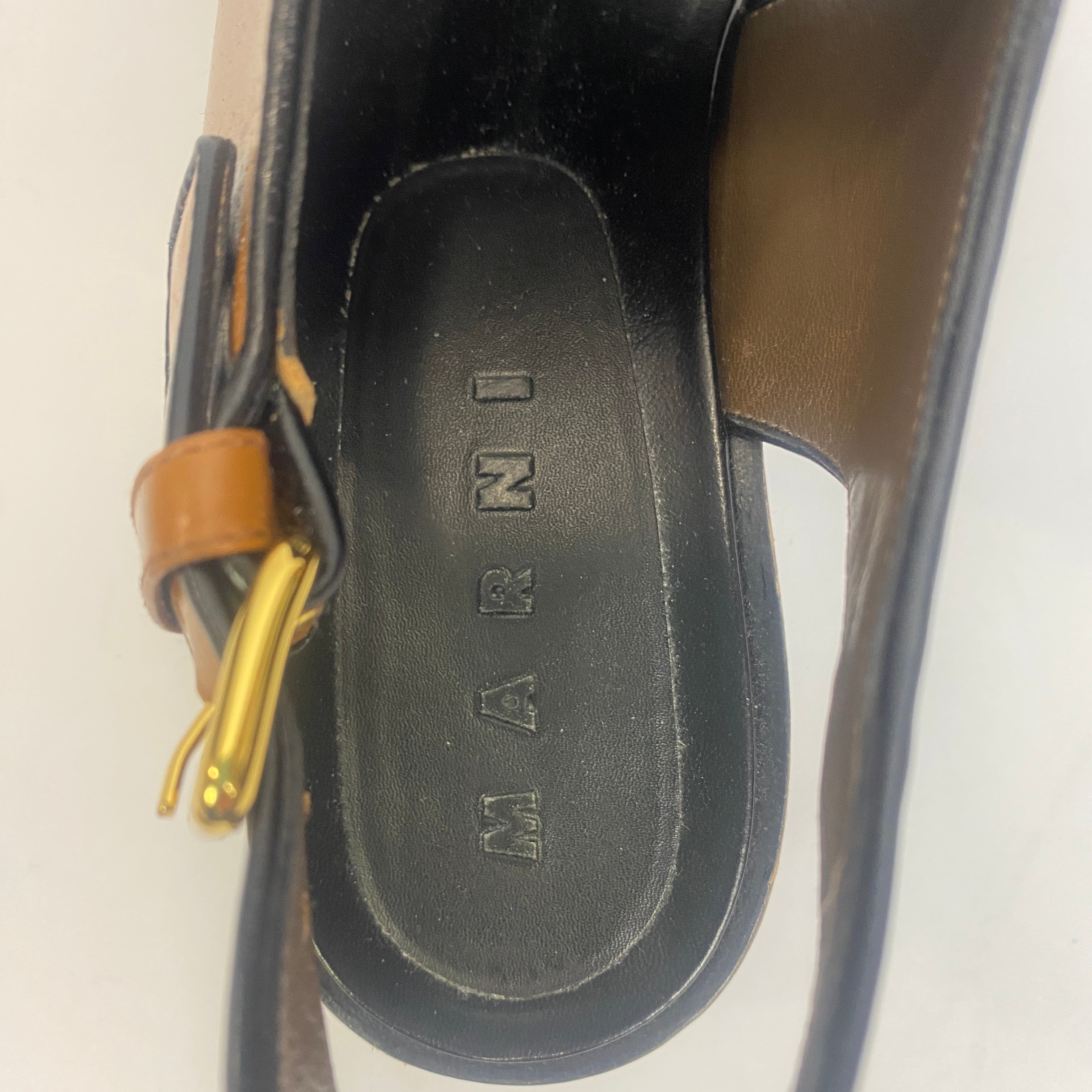 Marni Blue & Tan Slingback Sandals 39.5