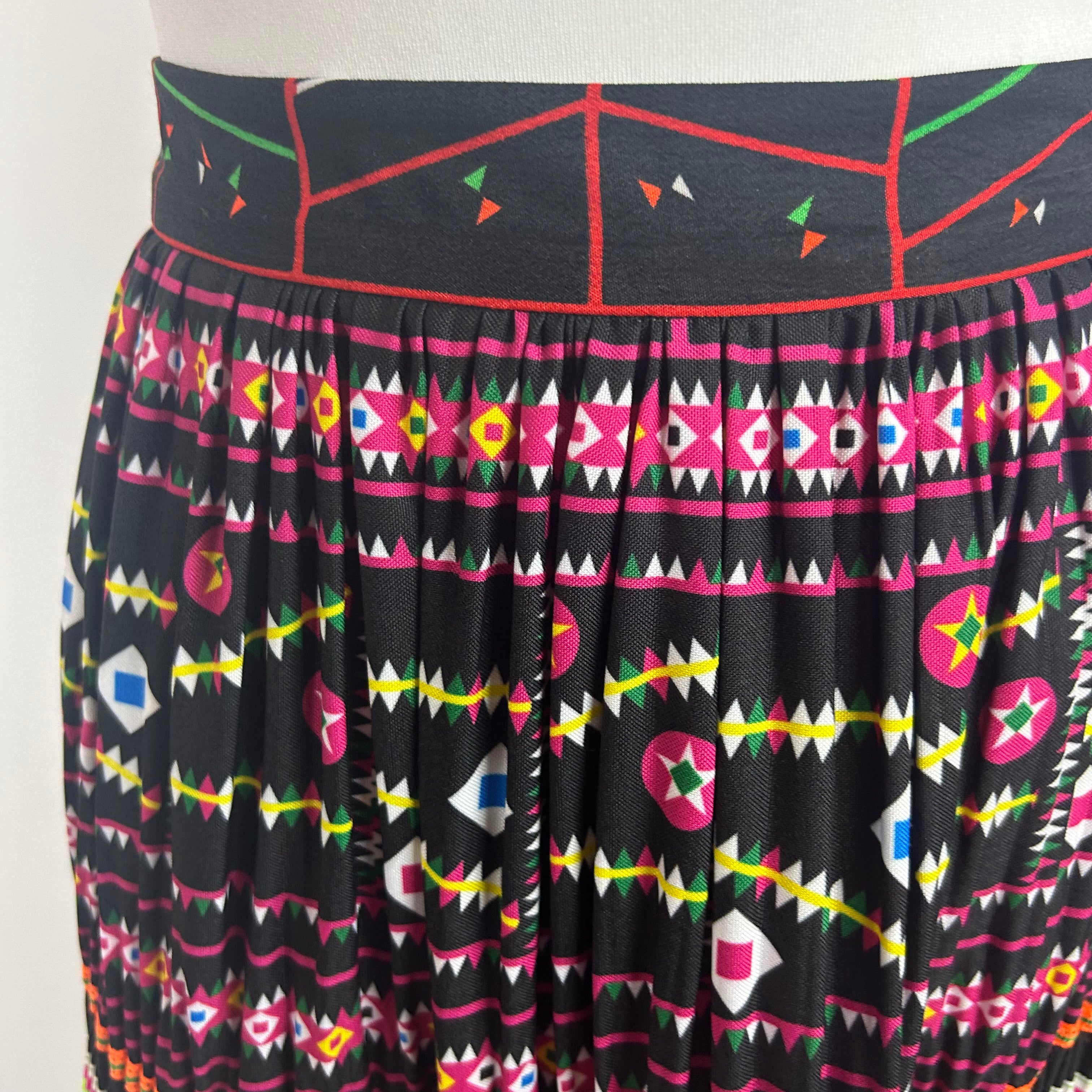 Eponine New £1500 Black & Brights Crosstitched Maxi Skirt S