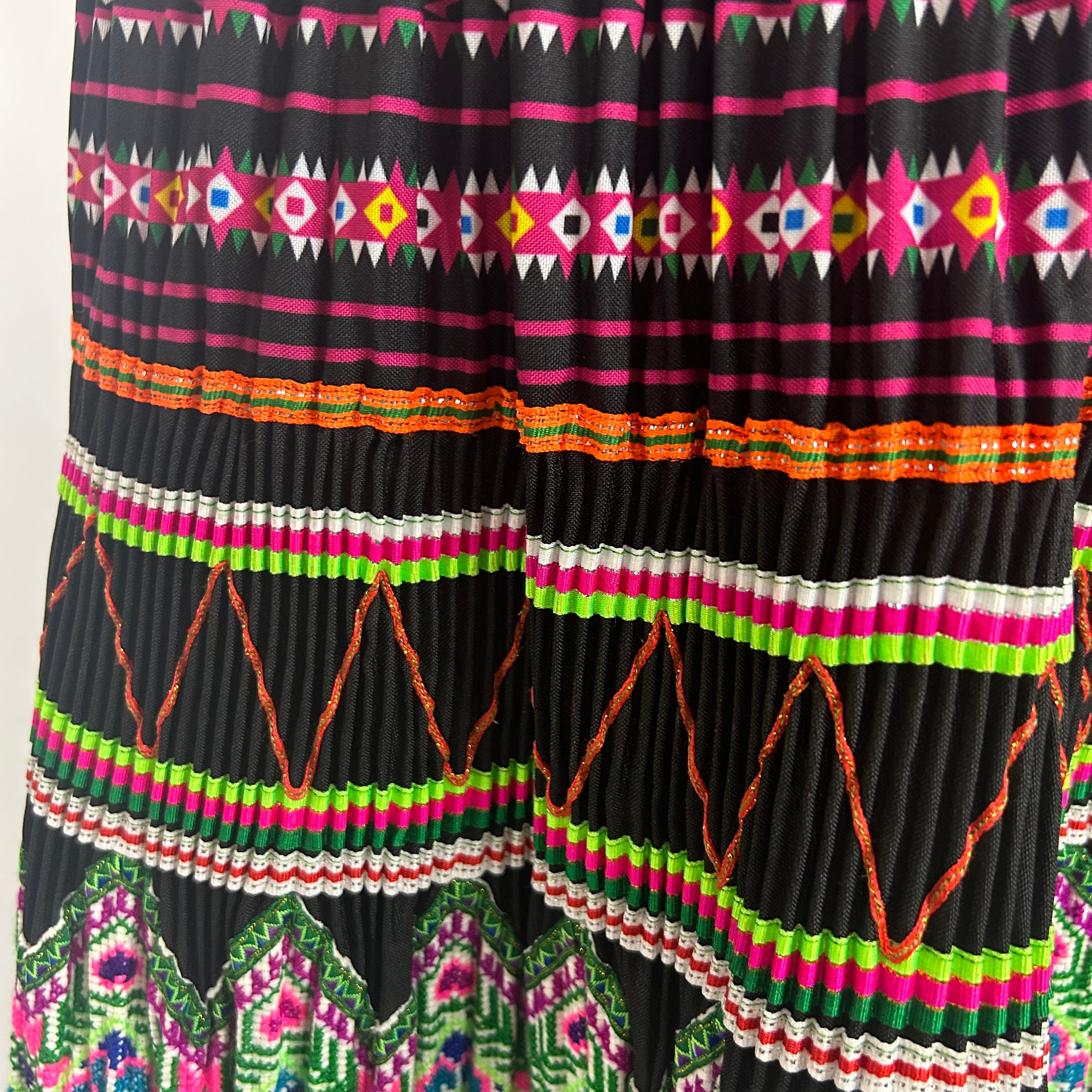Eponine New £1500 Black & Brights Crosstitched Maxi Skirt S