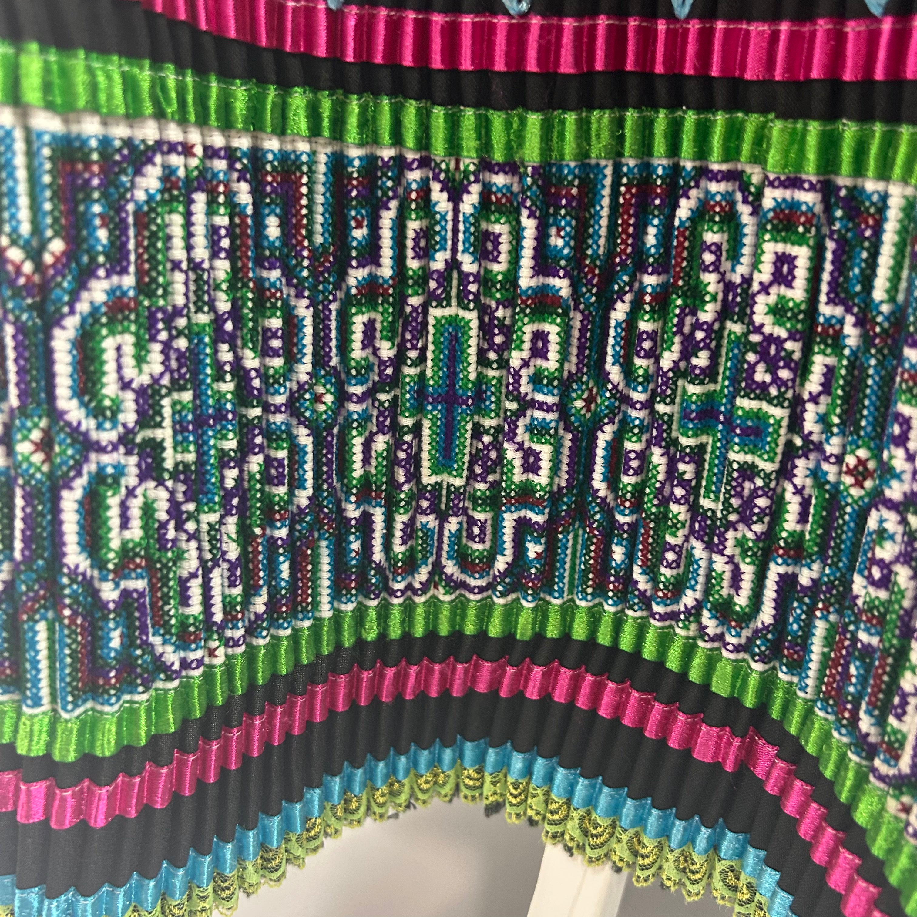 Eponine New £1500 Black & Brights Crosstitched Maxi Skirt S