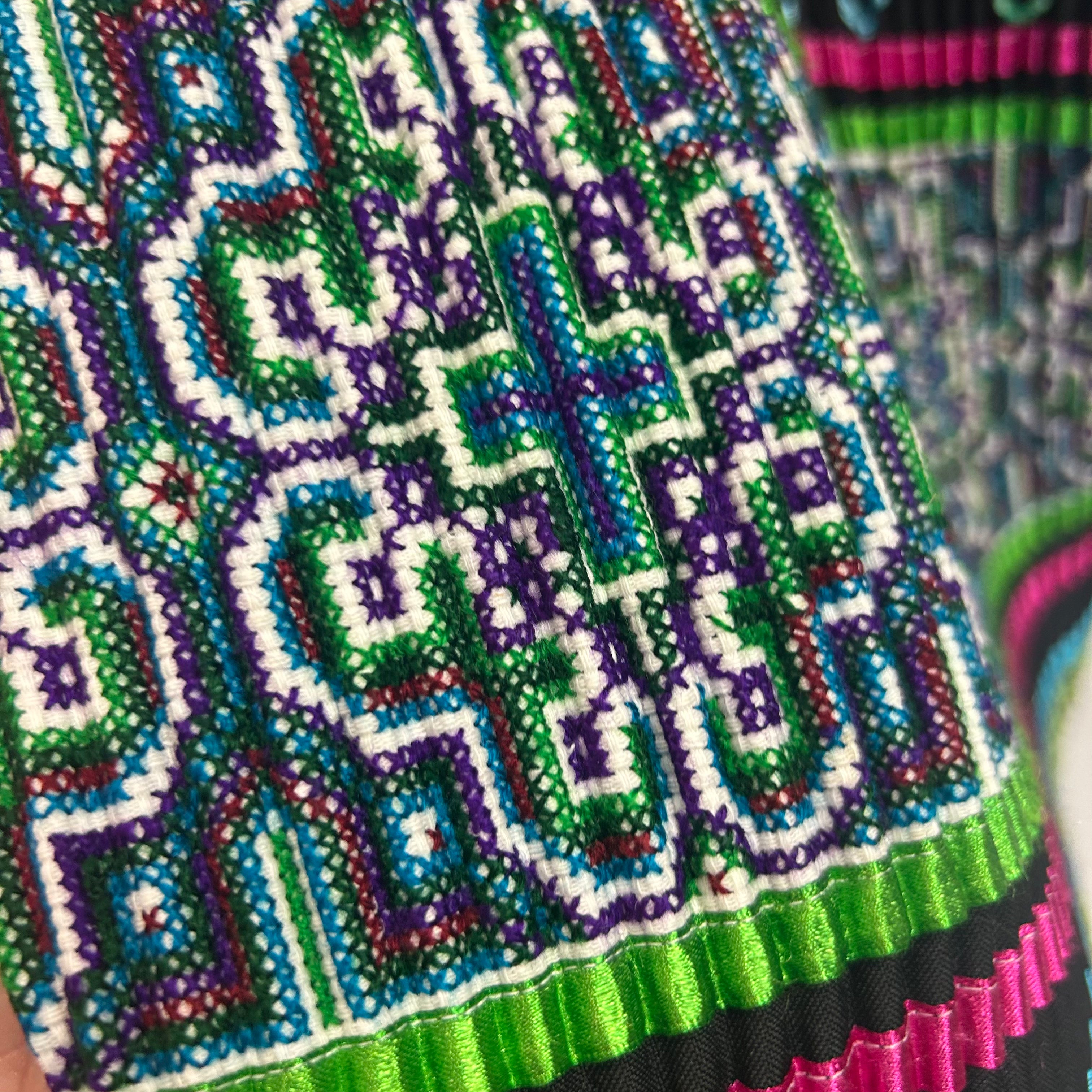 Eponine New £1500 Black & Brights Crosstitched Maxi Skirt S