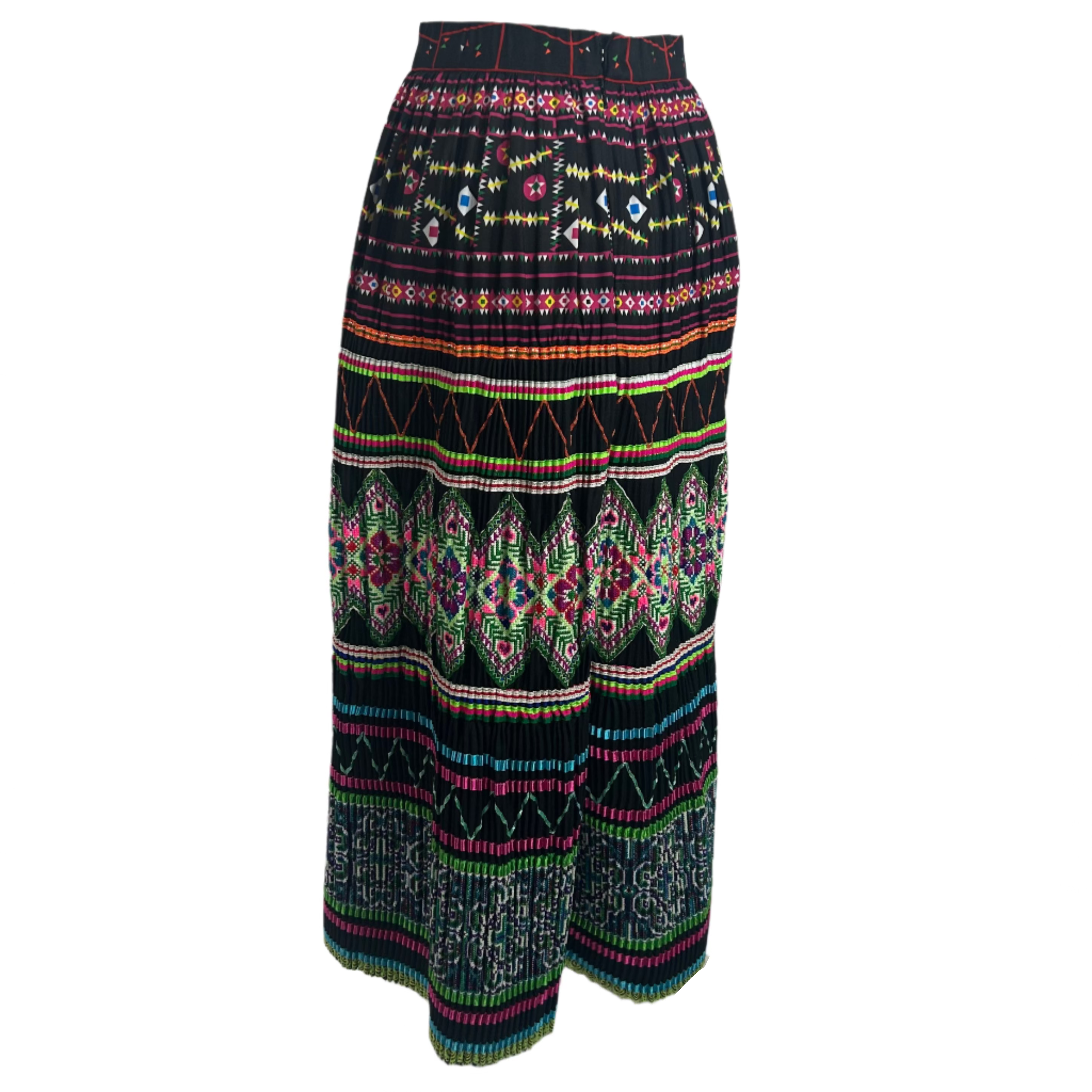 Eponine New £1500 Black & Brights Crosstitched Maxi Skirt S