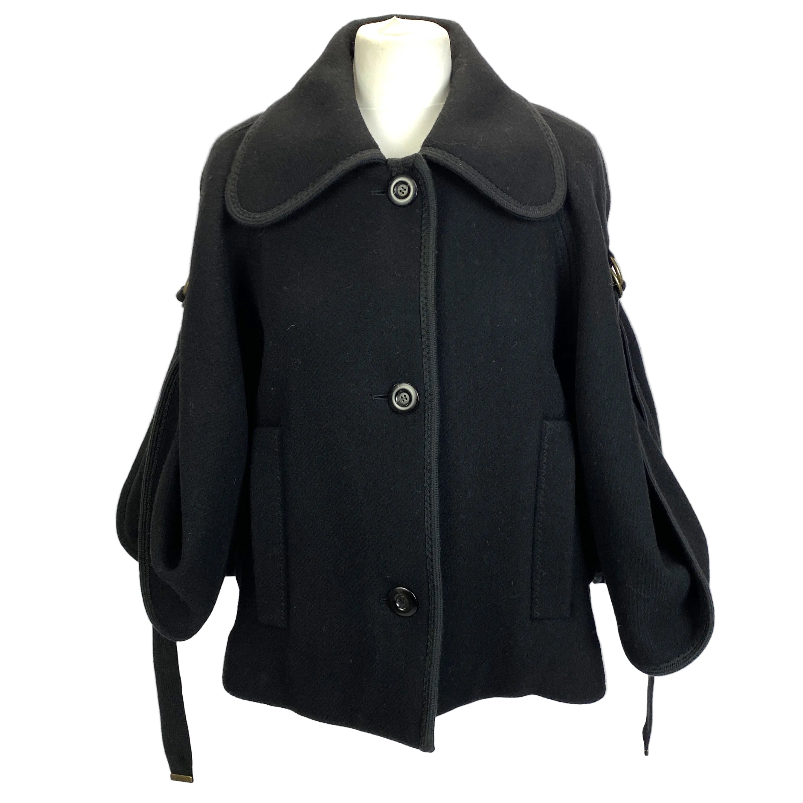 Chloe Black Wool Mix Crop Cape Jacket S/M/L