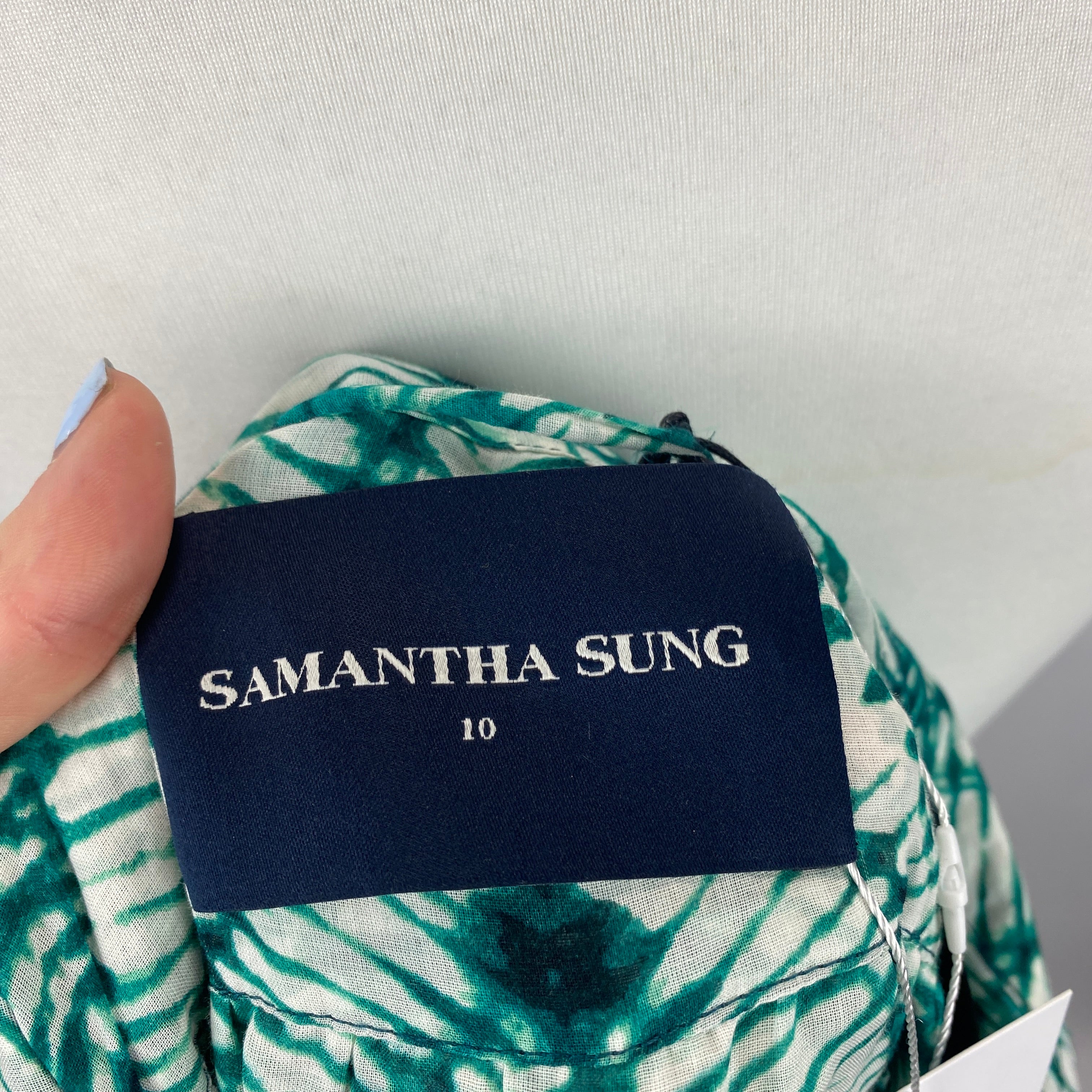 Samantha Sung New £781 Jade Chevron Audrey Shirt Dress L
