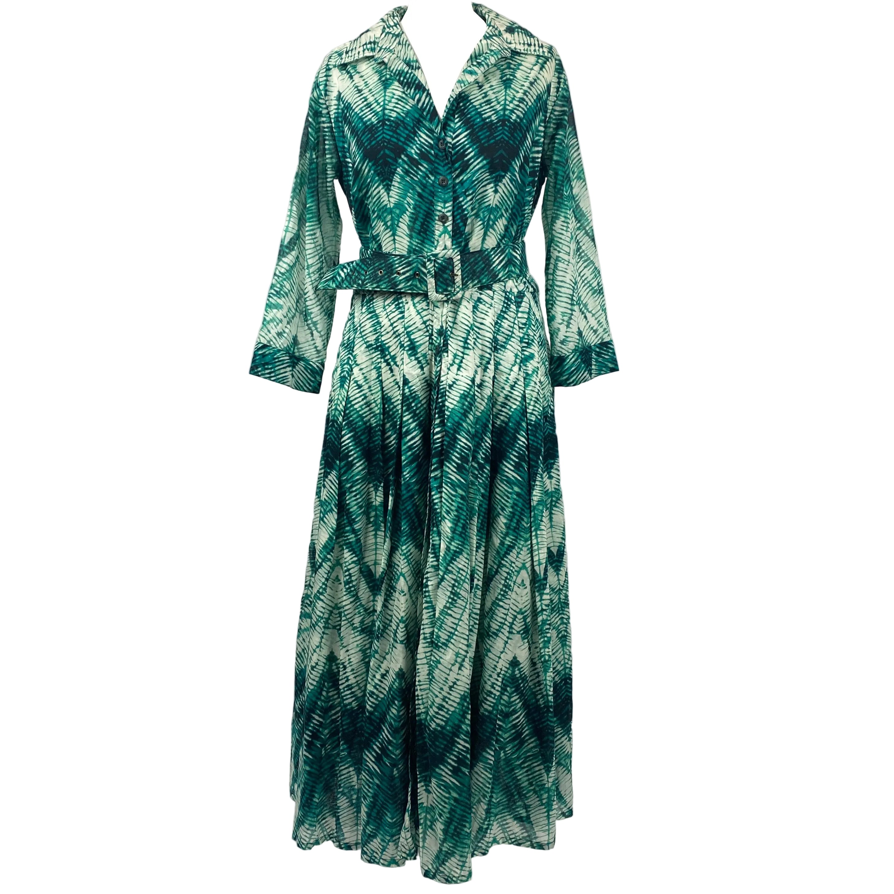 Samantha Sung New £781 Jade Chevron Audrey Shirt Dress L