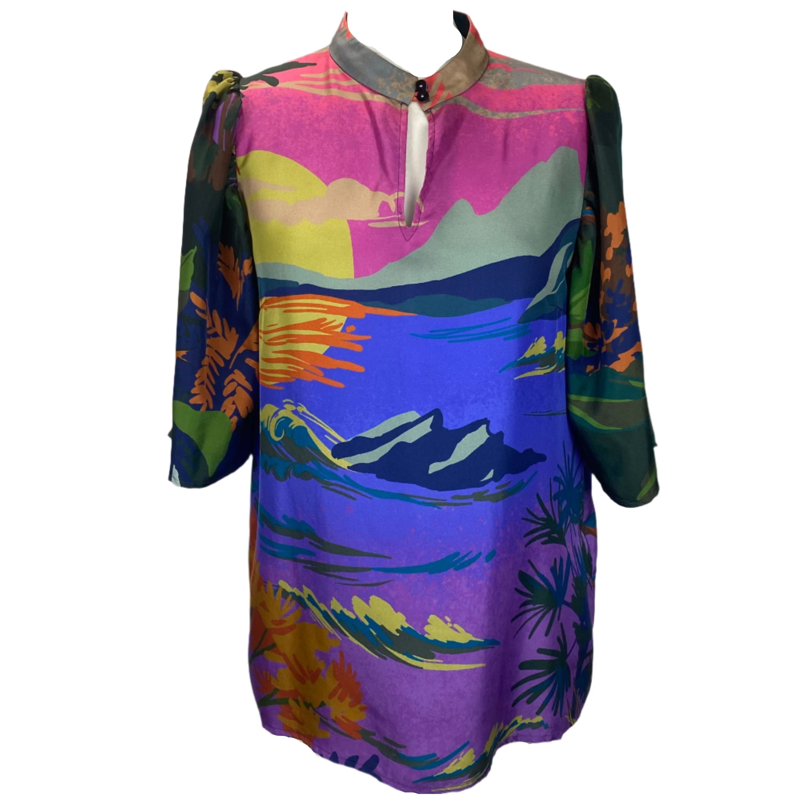 Munthe £295 Multicolour Painted Silk Tunic Top S