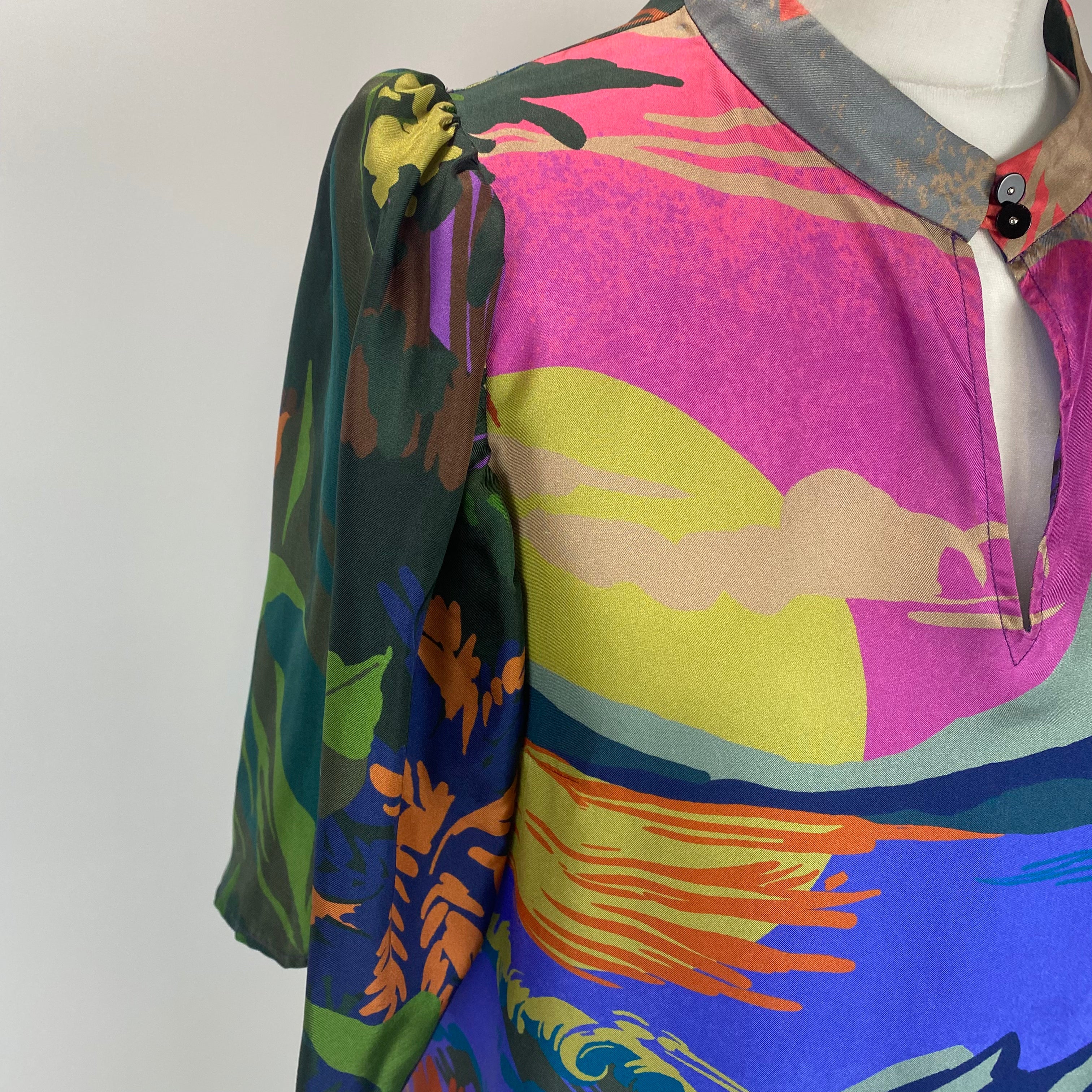 Munthe £295 Multicolour Painted Silk Tunic Top S