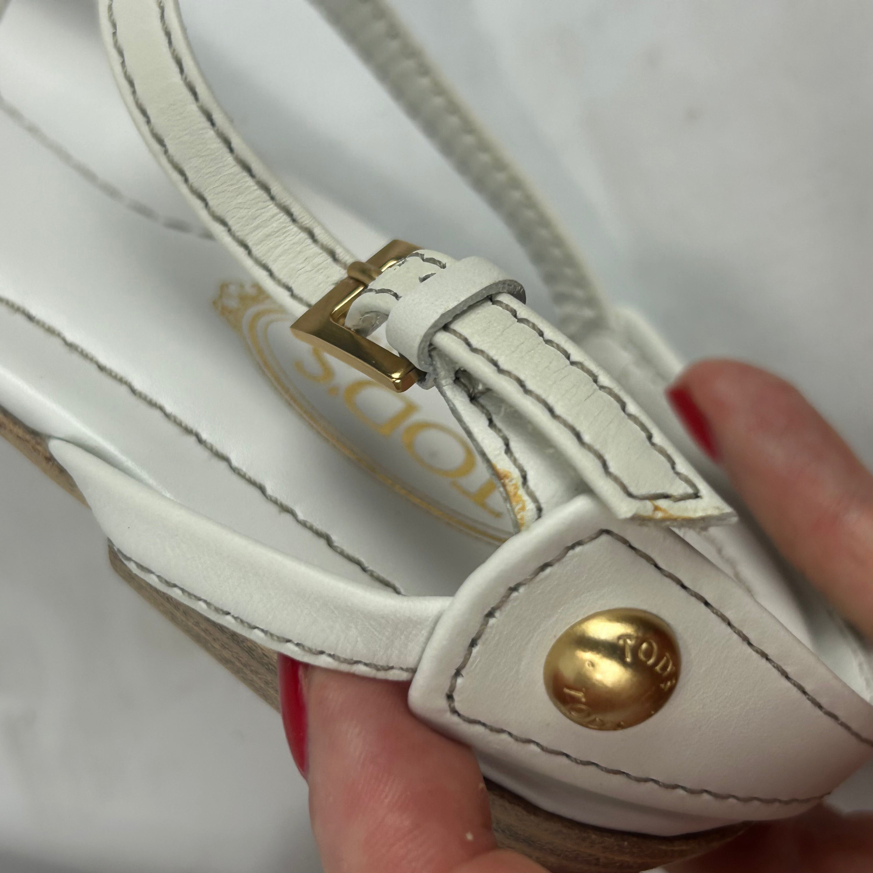 Tod's New £398 White Leather Matisse Flat Sandals 36