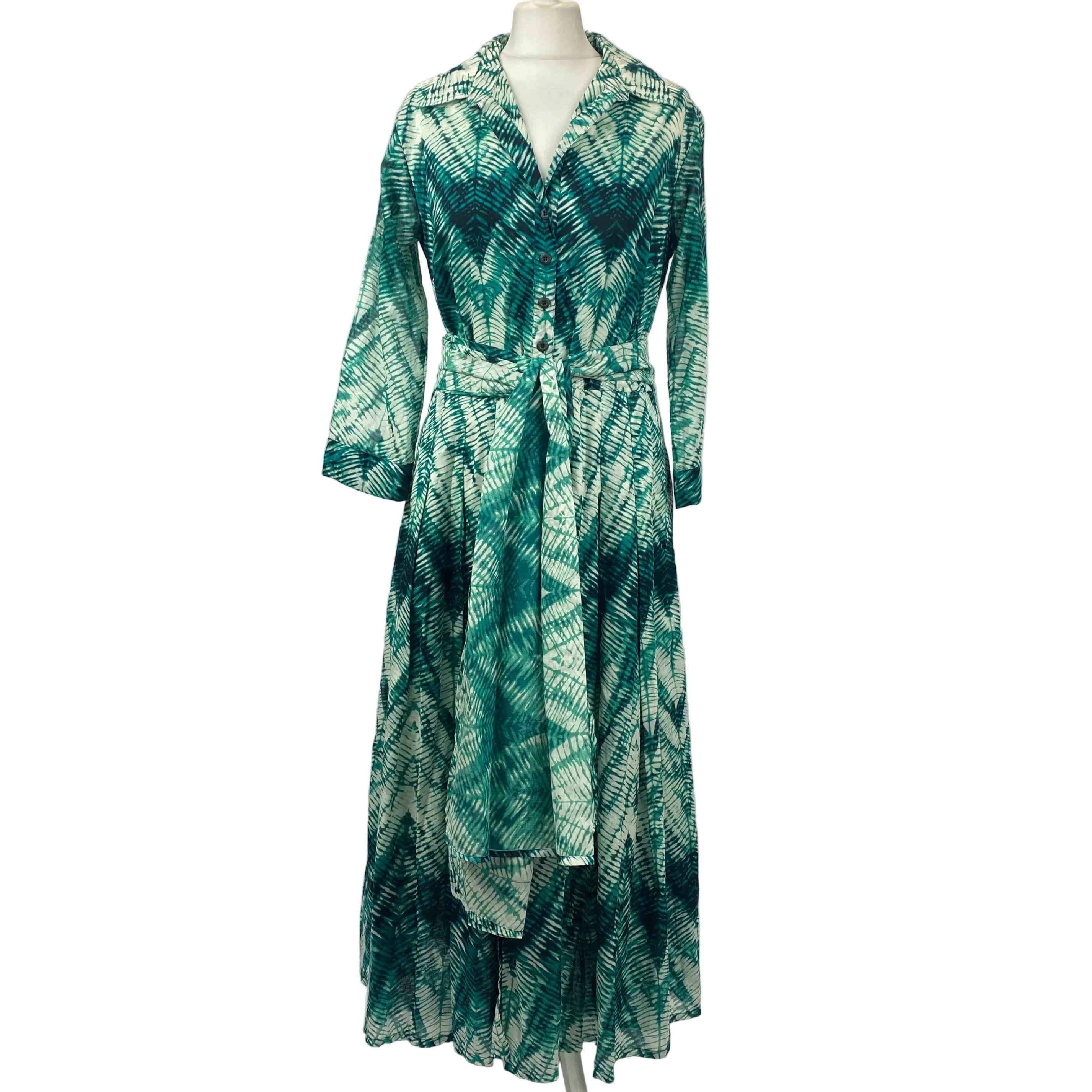 Samantha Sung New £781 Jade Chevron Audrey Shirt Dress L