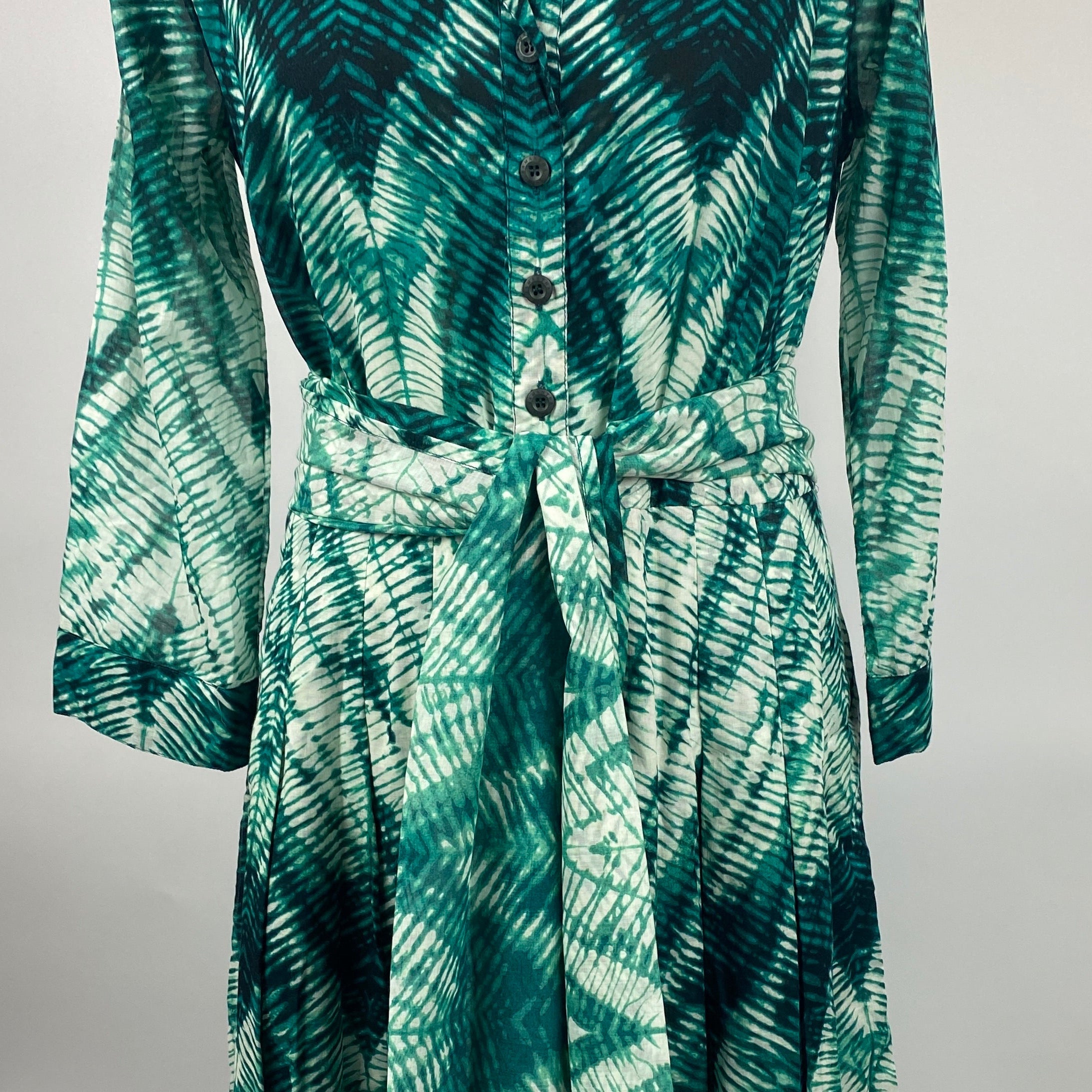 Samantha Sung New £781 Jade Chevron Audrey Shirt Dress L
