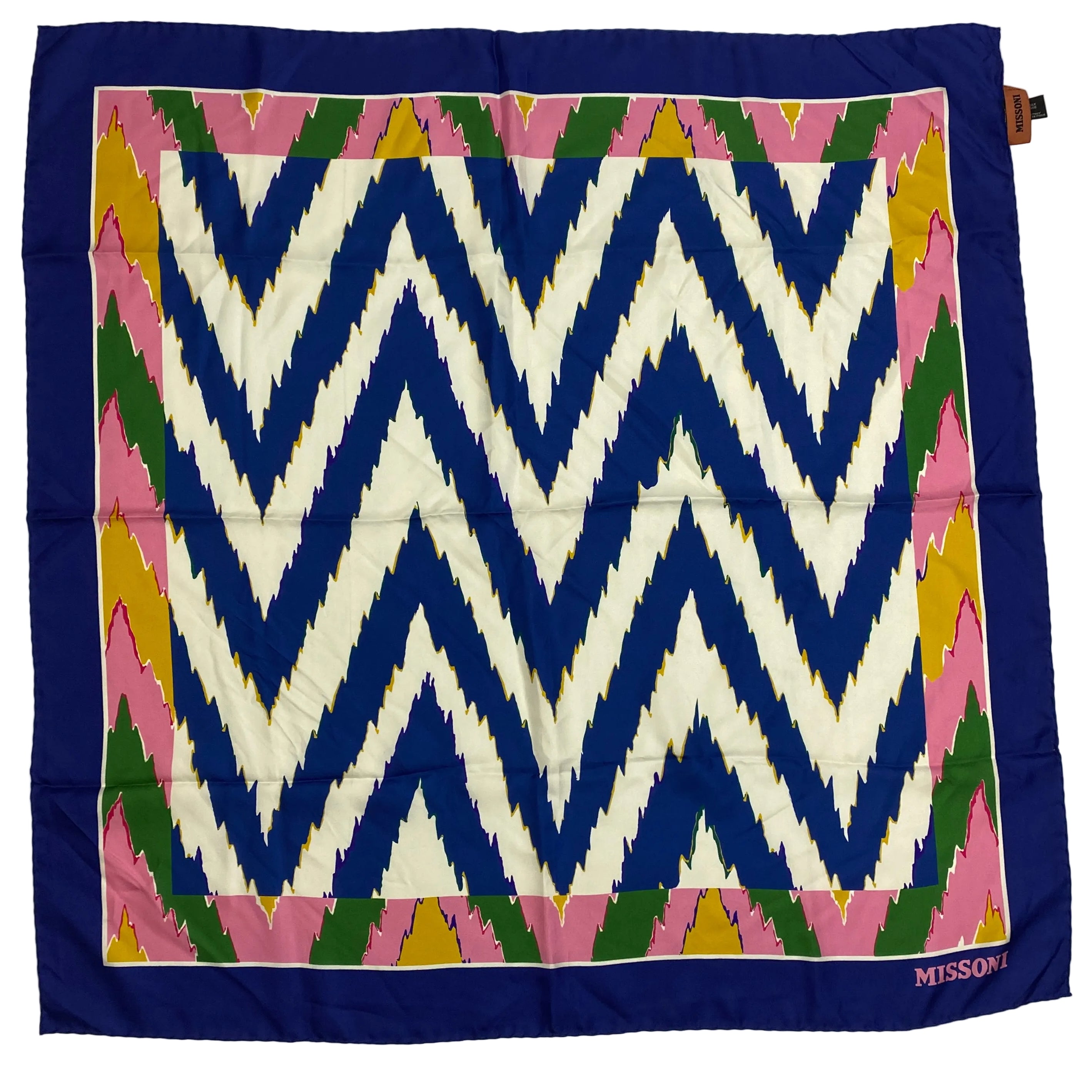 Missoni Navy Pink & Ivory Zigzag Silk Scarf