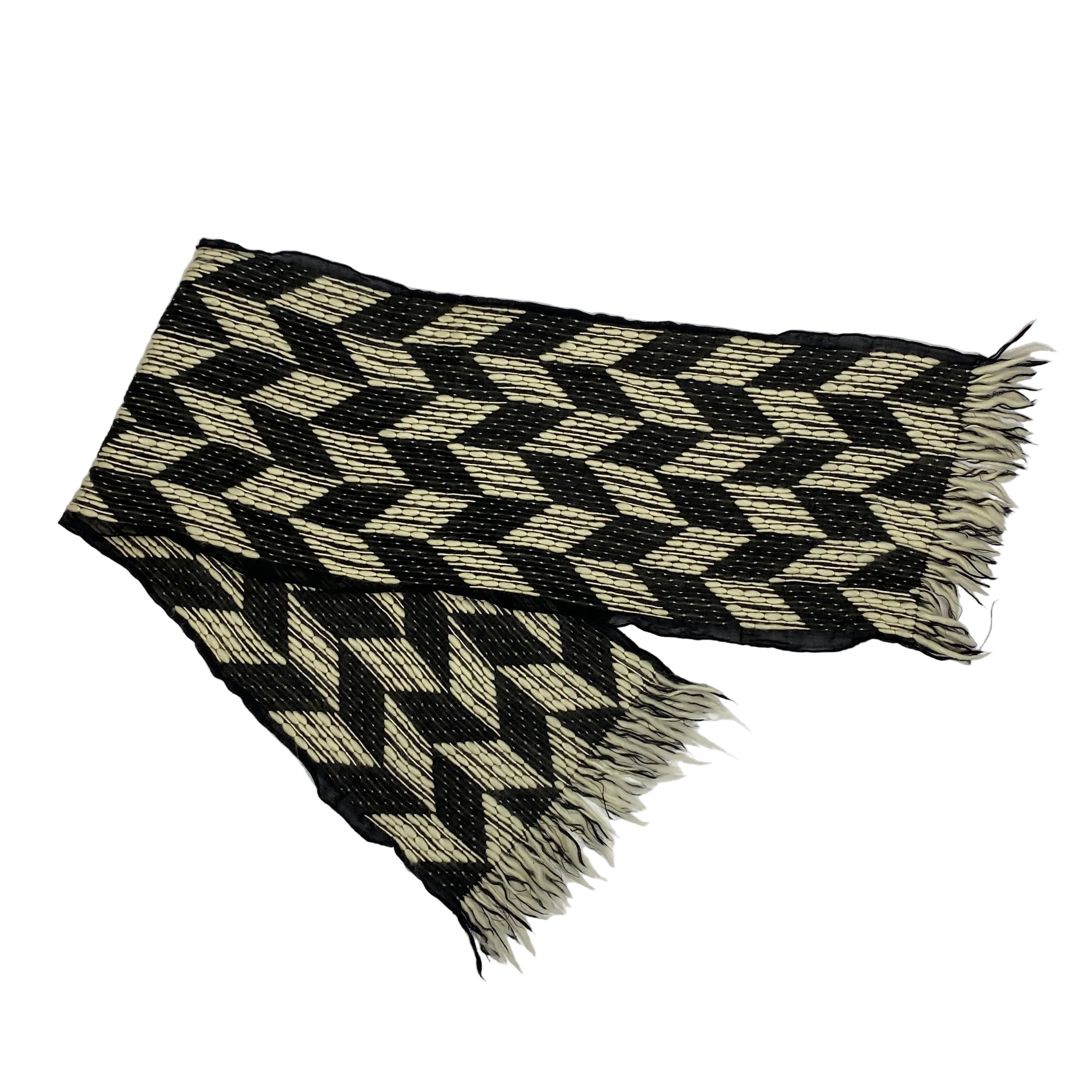 Missoni Black & Ecru Chevron Woven Wool & Silk Scarf