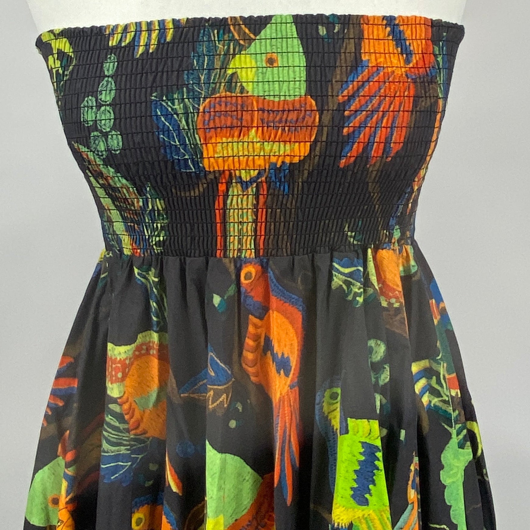 Stella Jean New £995 Bird Print Cotton Shirred Maxi Dress S