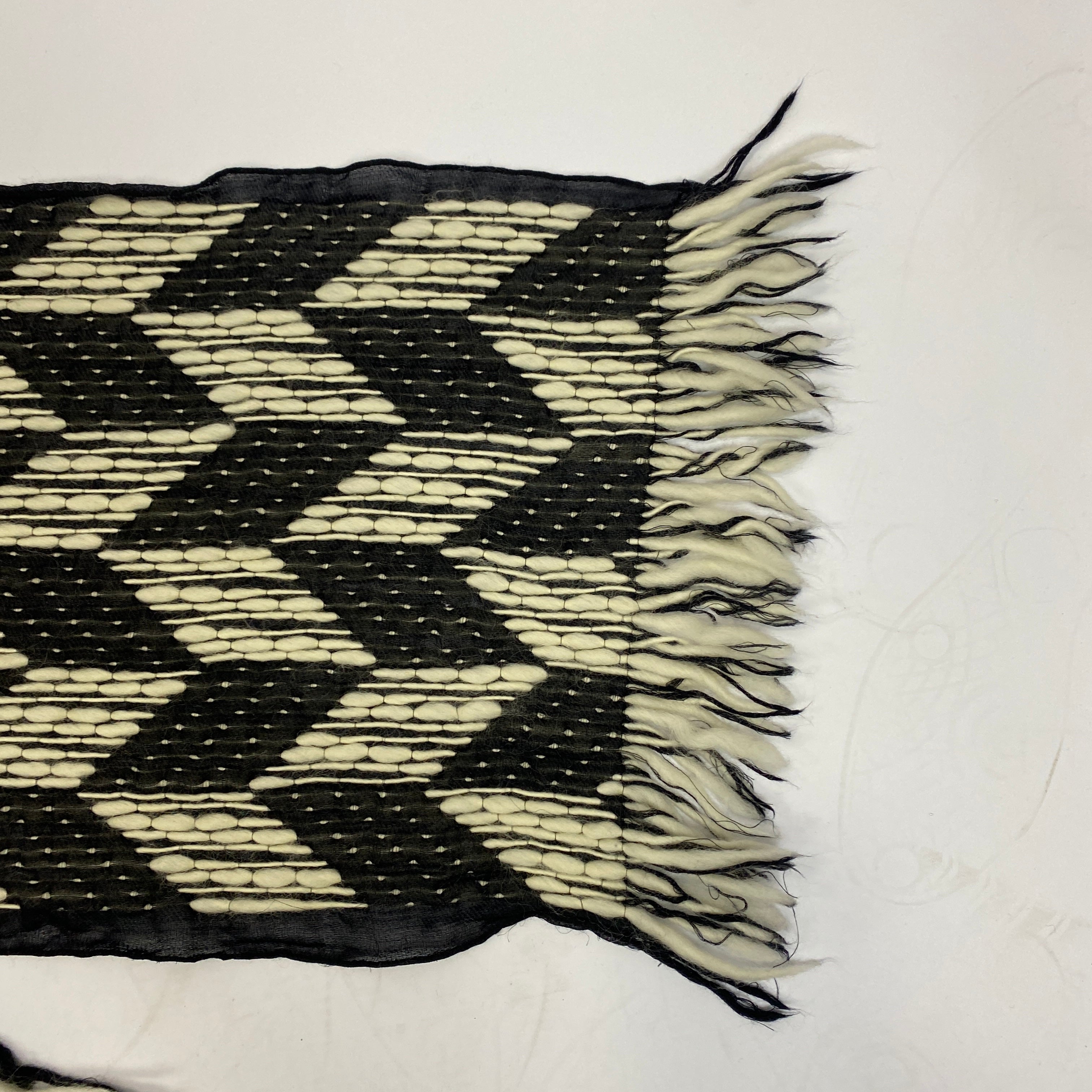 Missoni Black & Ecru Chevron Woven Wool & Silk Scarf
