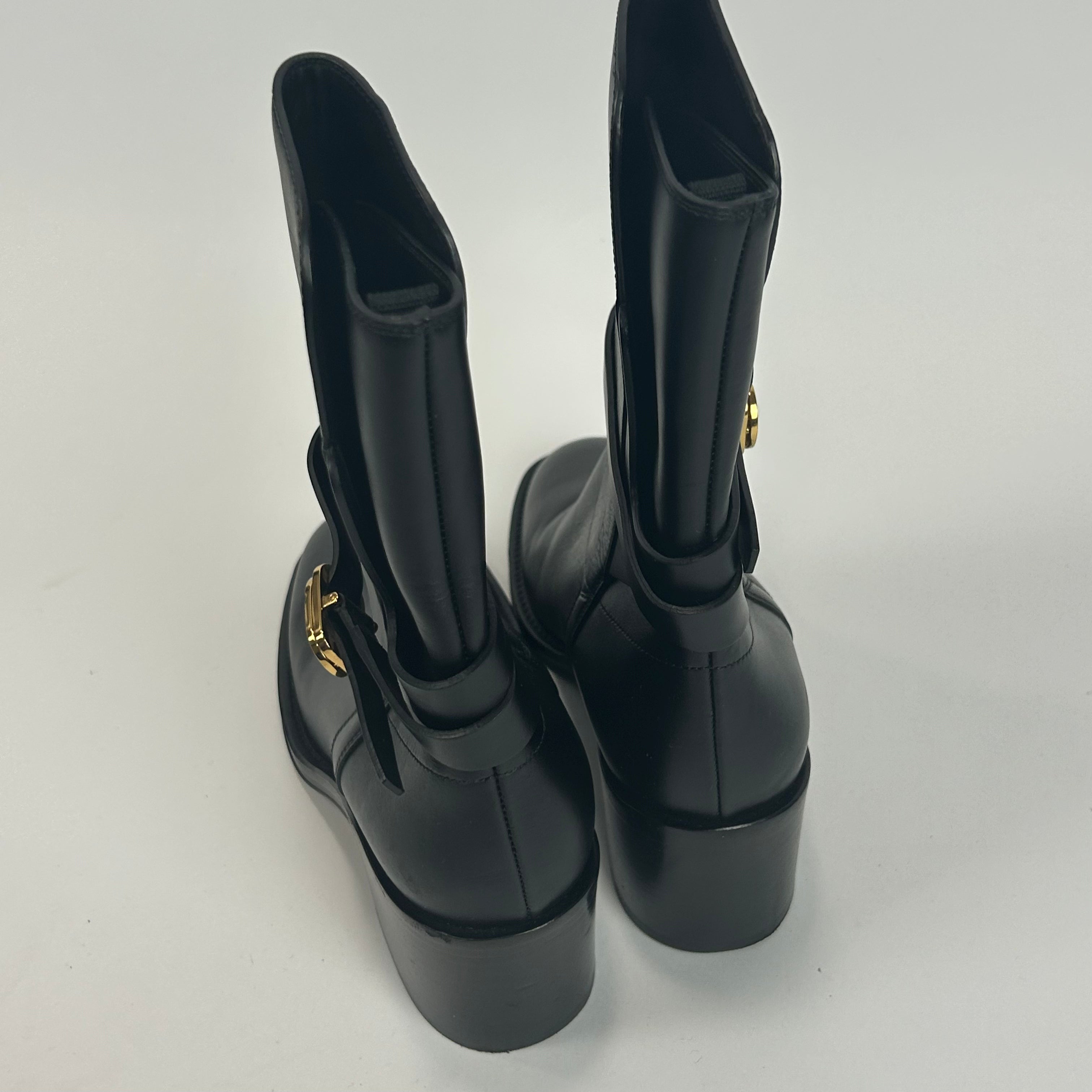 Dior Black Empreinte Logo Strap Ankle Boots 38