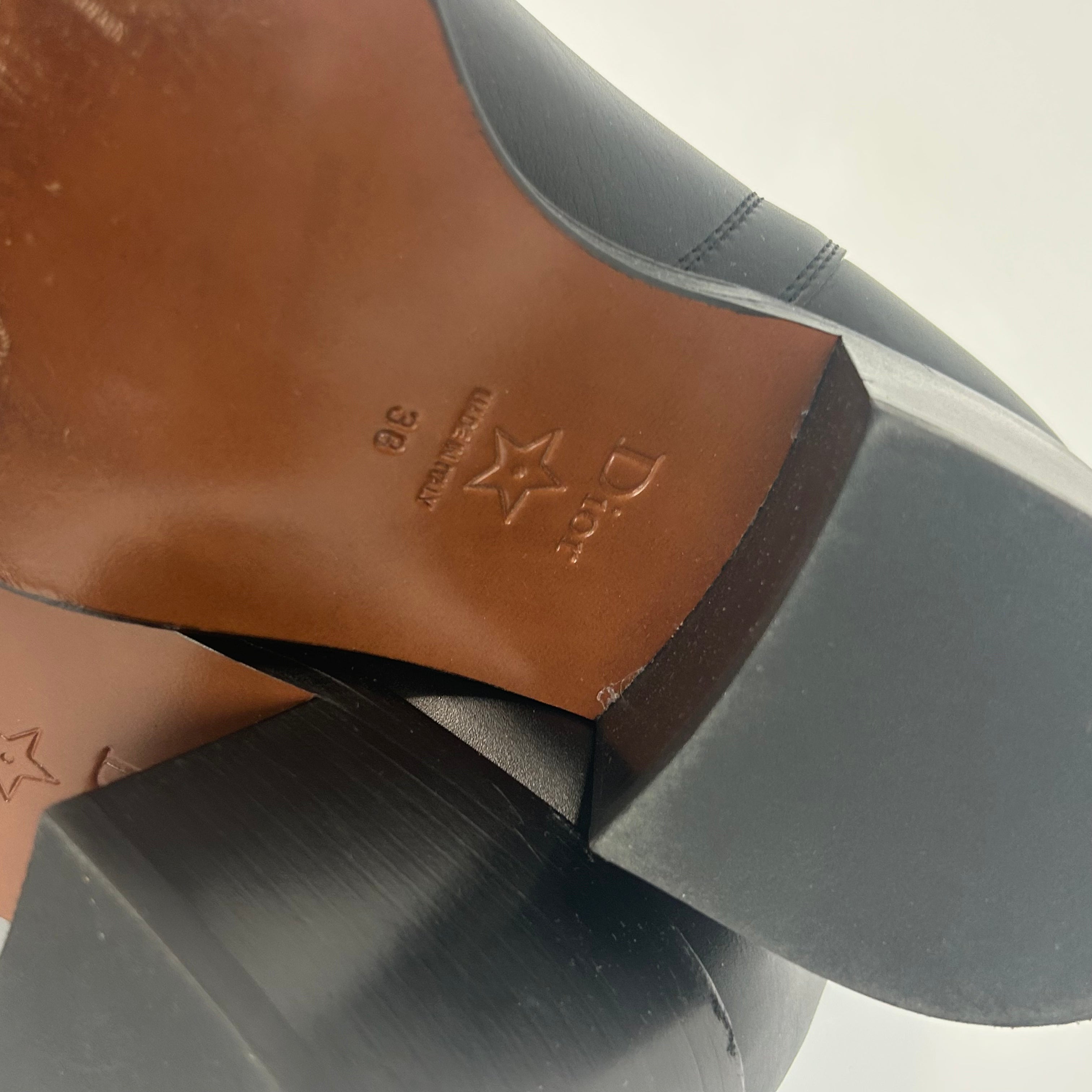 Dior Black Empreinte Logo Strap Ankle Boots 38